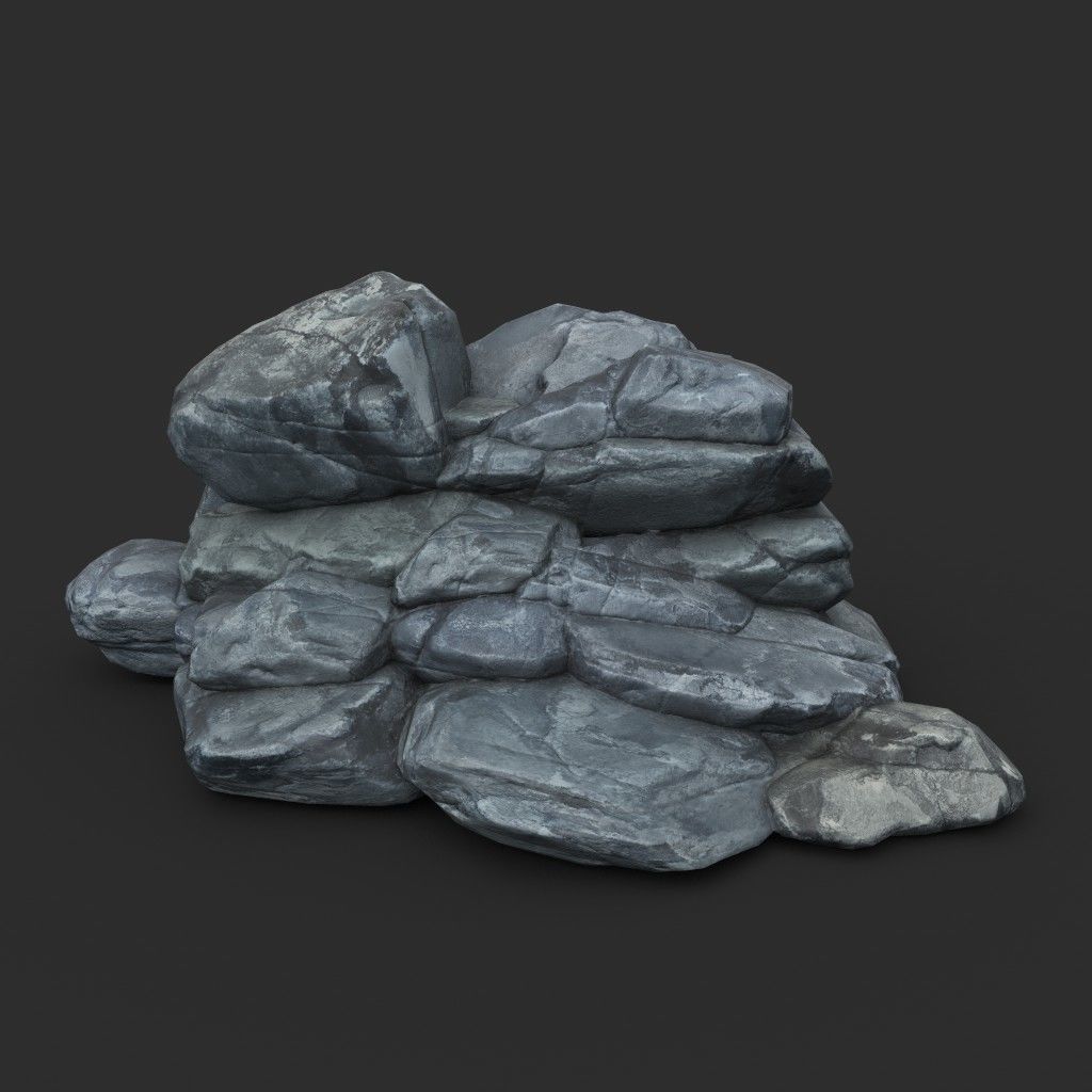 Low poly Boulder Rock 230418 Low-poly 3D model_7