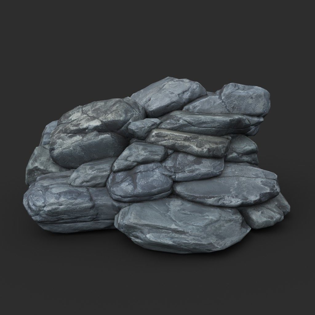 Low poly Boulder Rock 230418 Low-poly 3D model_5