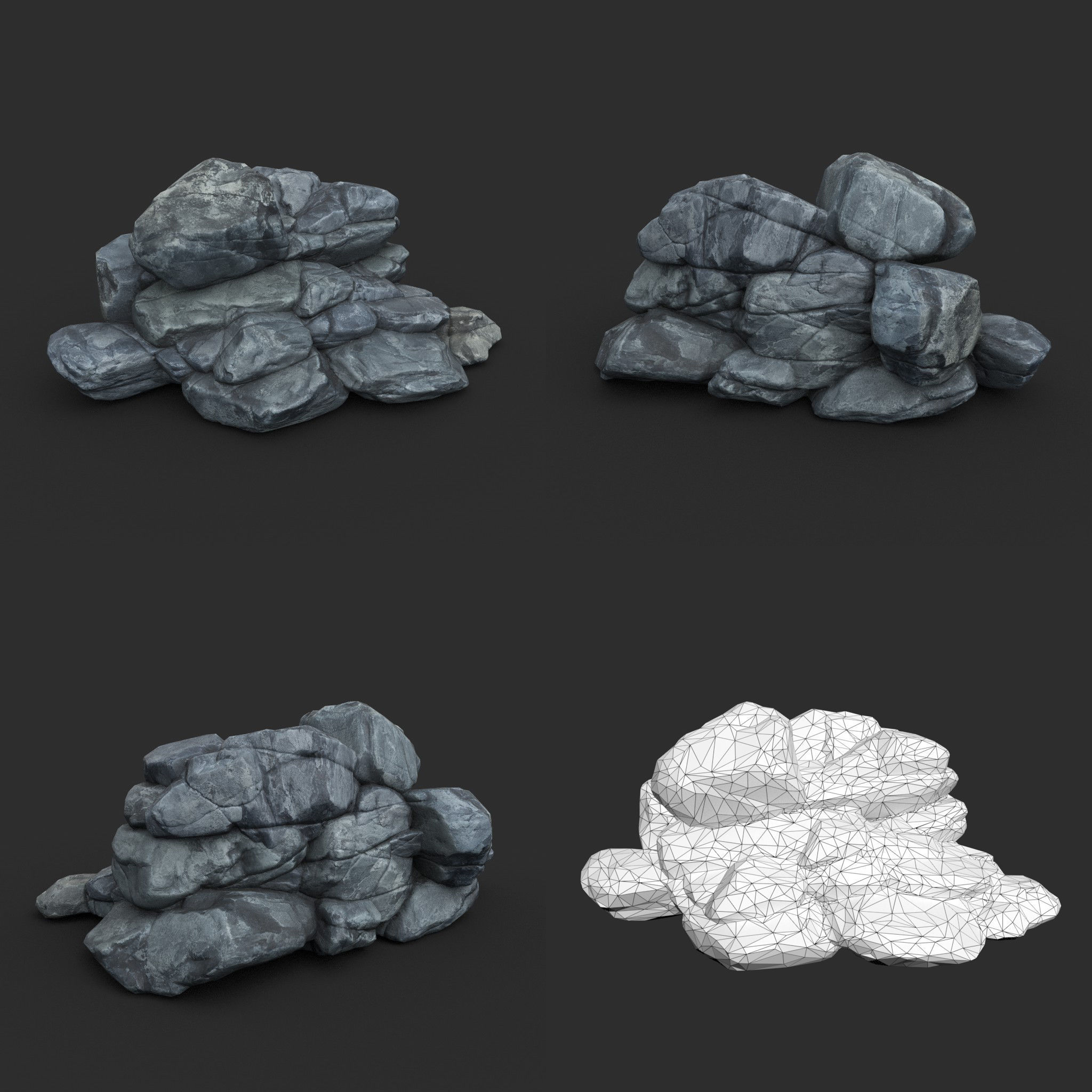 Low poly Boulder Rock 230418 Low-poly 3D model_8