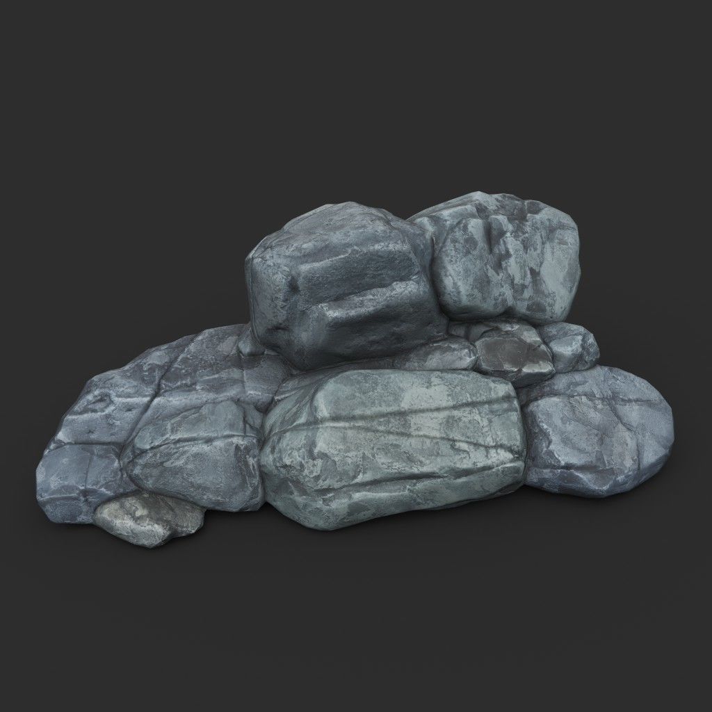 Low poly Boulder Rock 230418 Low-poly 3D model_13