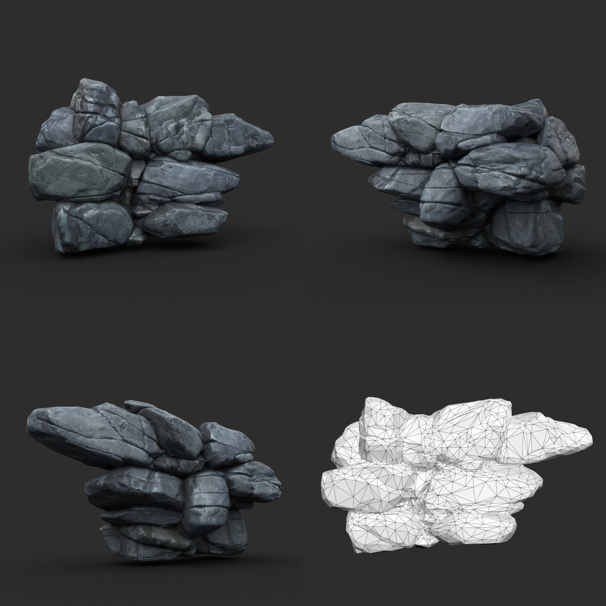 Low poly Boulder Rock 230418 Low-poly 3D model_4