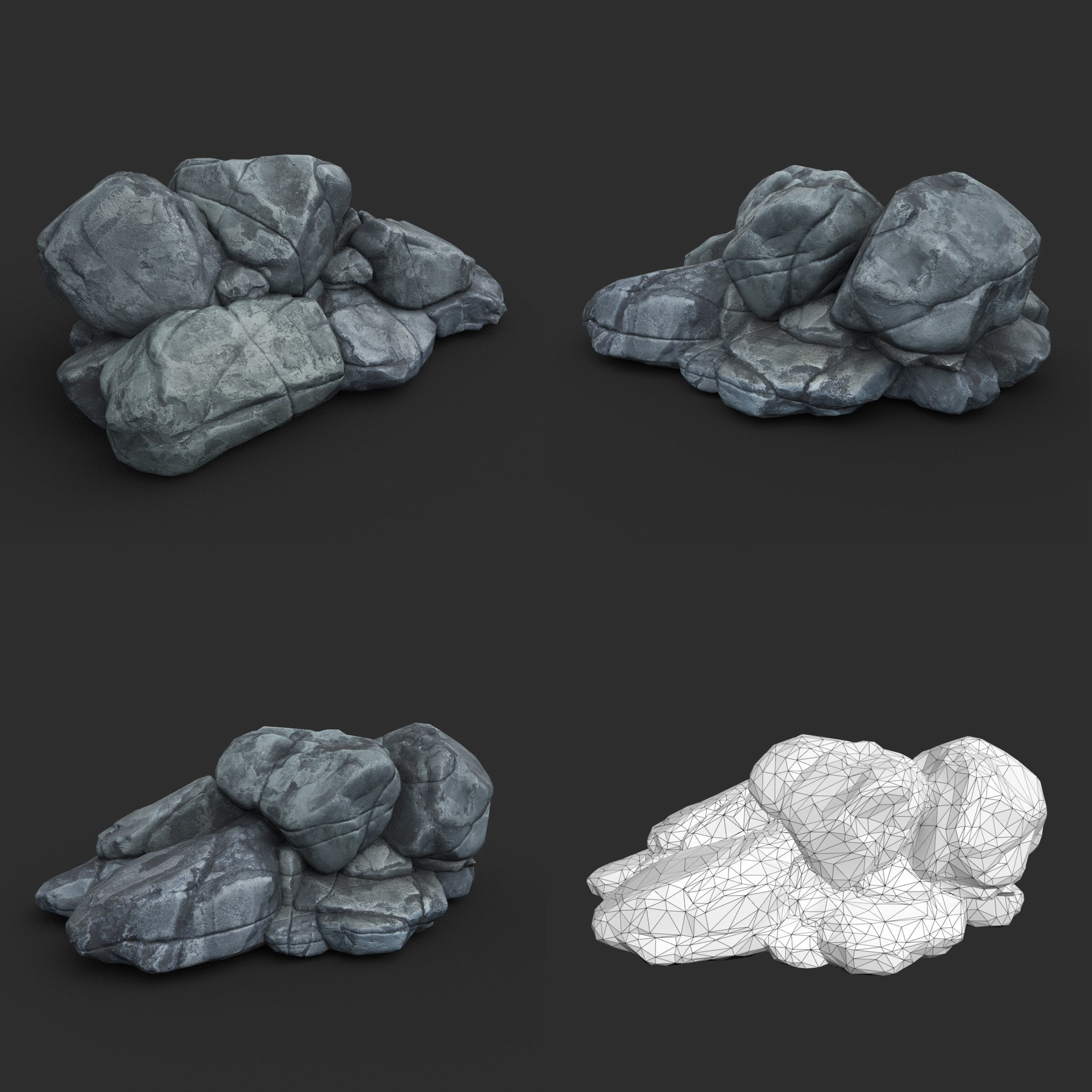 Low poly Boulder Rock 230418 Low-poly 3D model_12
