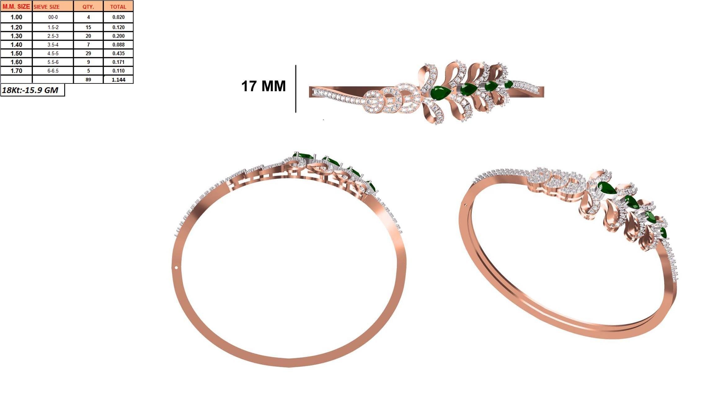 Women Bangle Bracelet STL JCD Details 3D print model_1