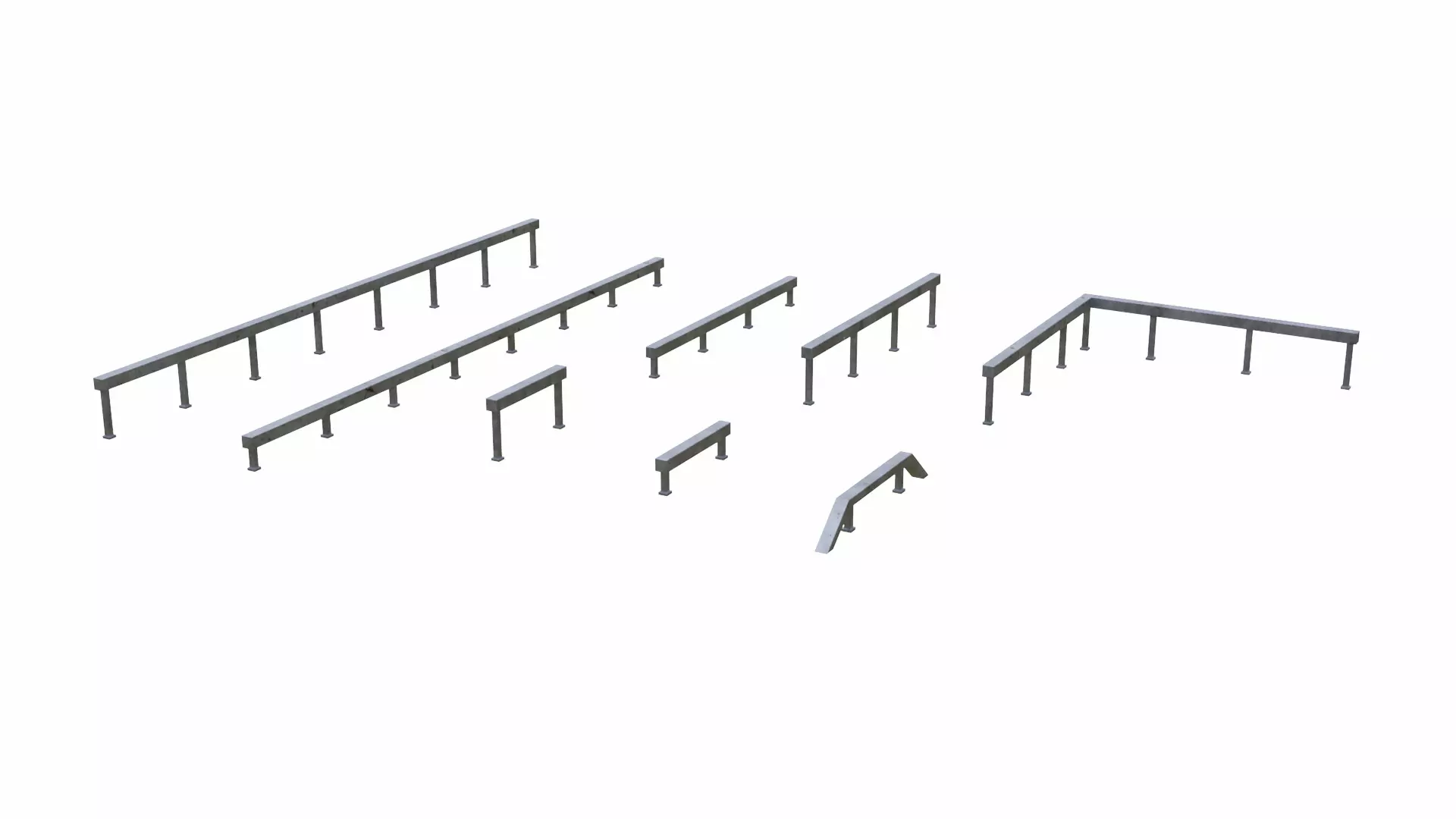 Skatepark Grind Rails Collection Low-poly 3D model