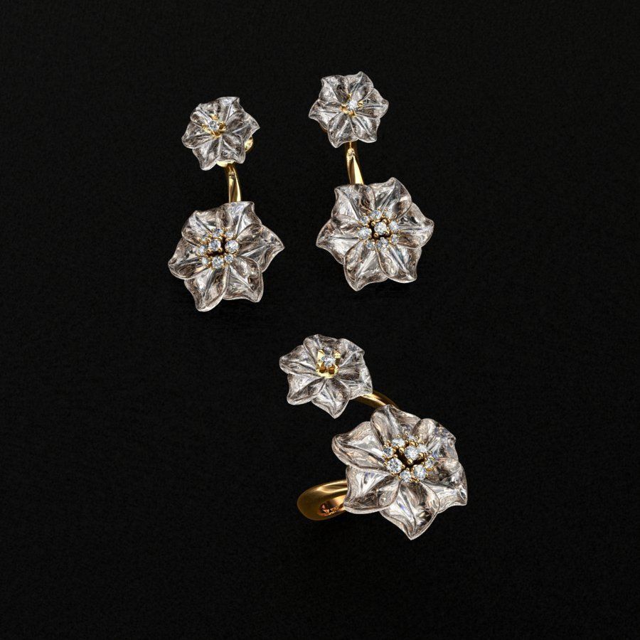 Ring and Earrings 3D print model 3D print model_7