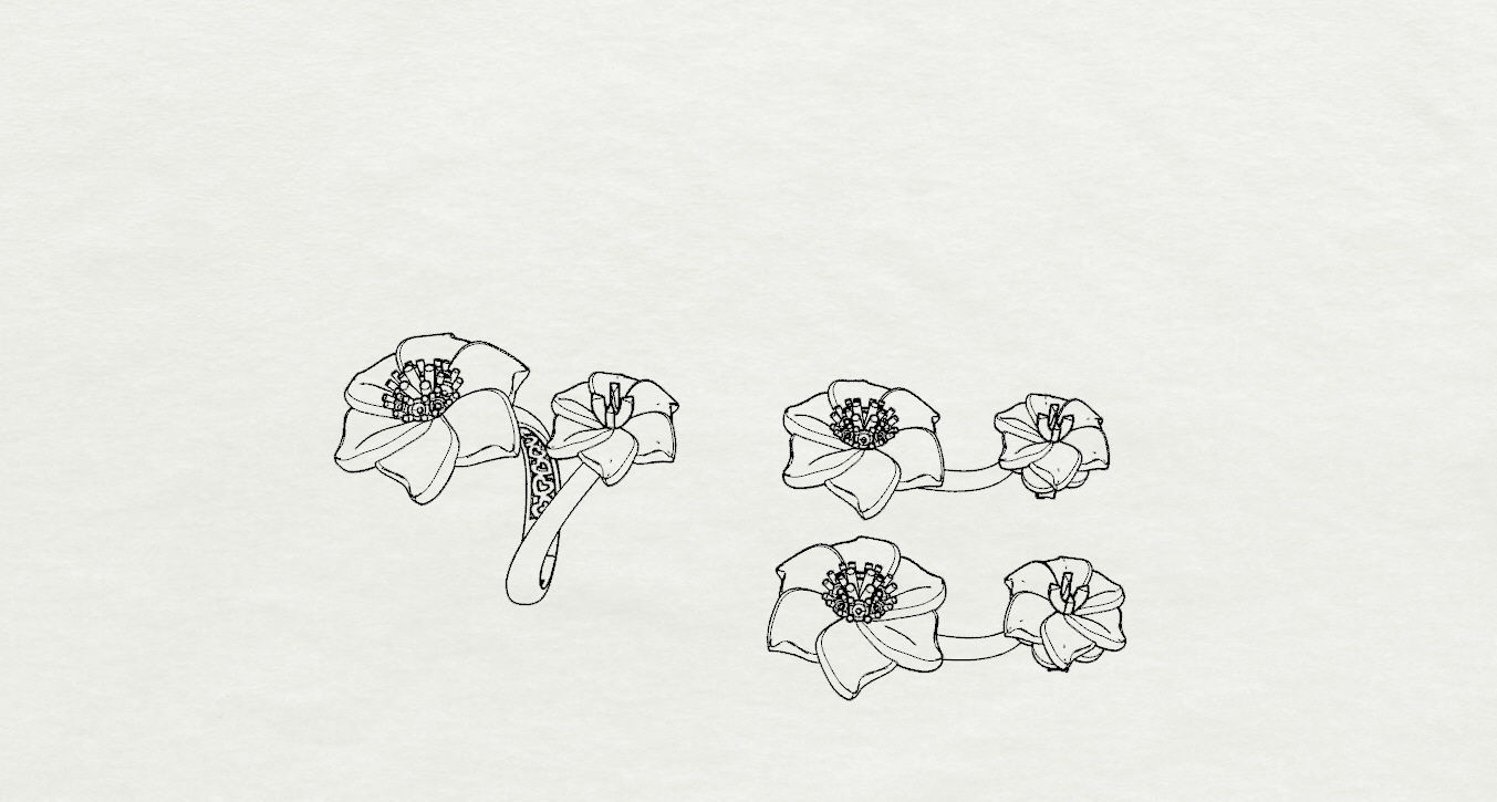 Ring and Earrings 3D print model 3D print model_22