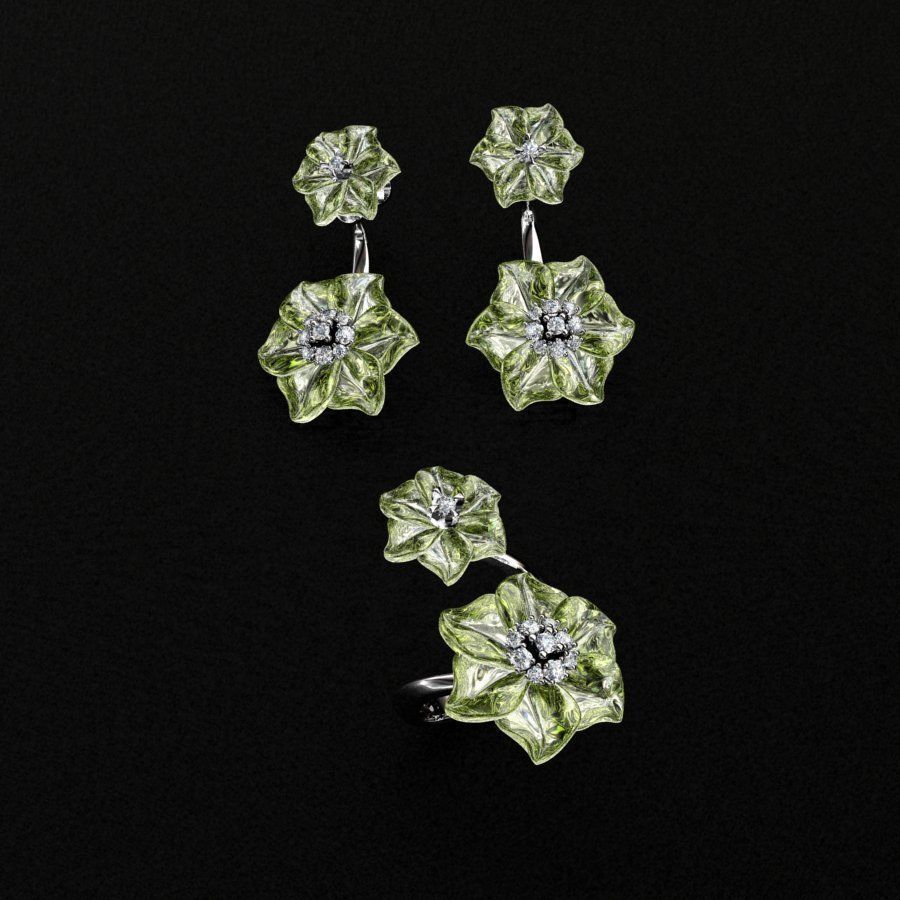 Ring and Earrings 3D print model 3D print model_3