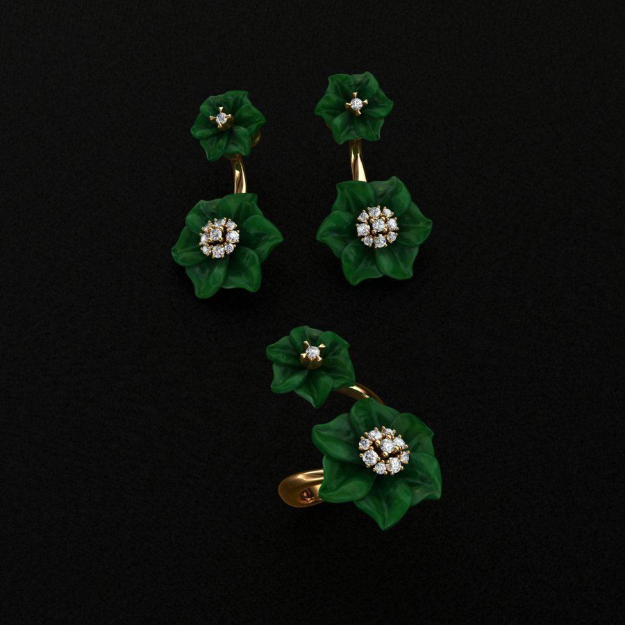 Ring and Earrings 3D print model 3D print model_11