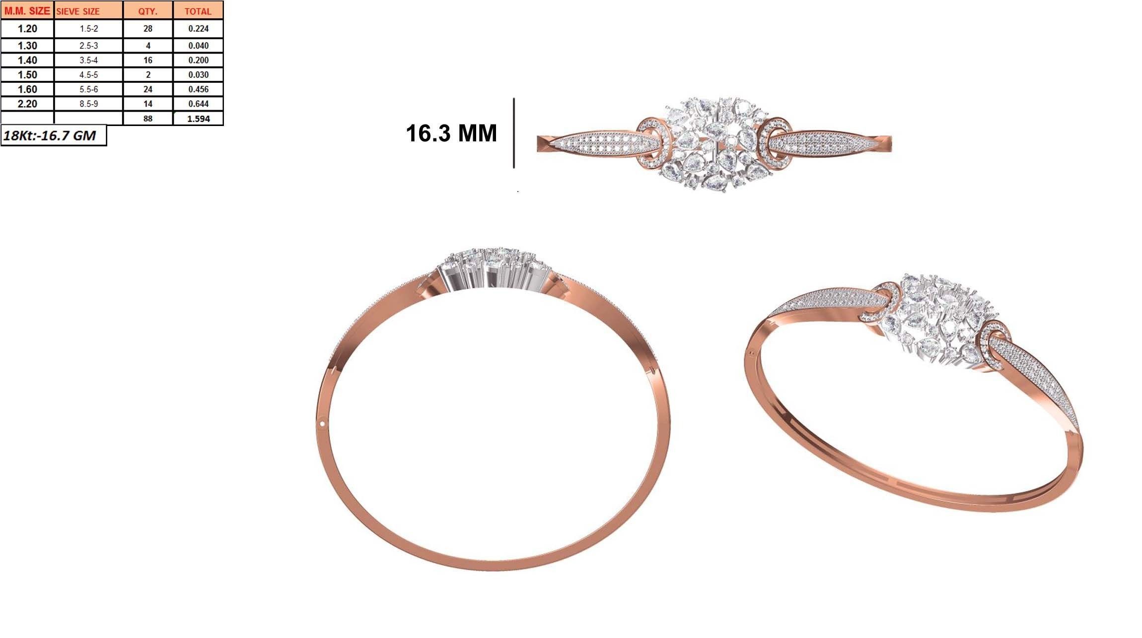 Women Bangle Bracelet STL JCD Details 3D print model_1