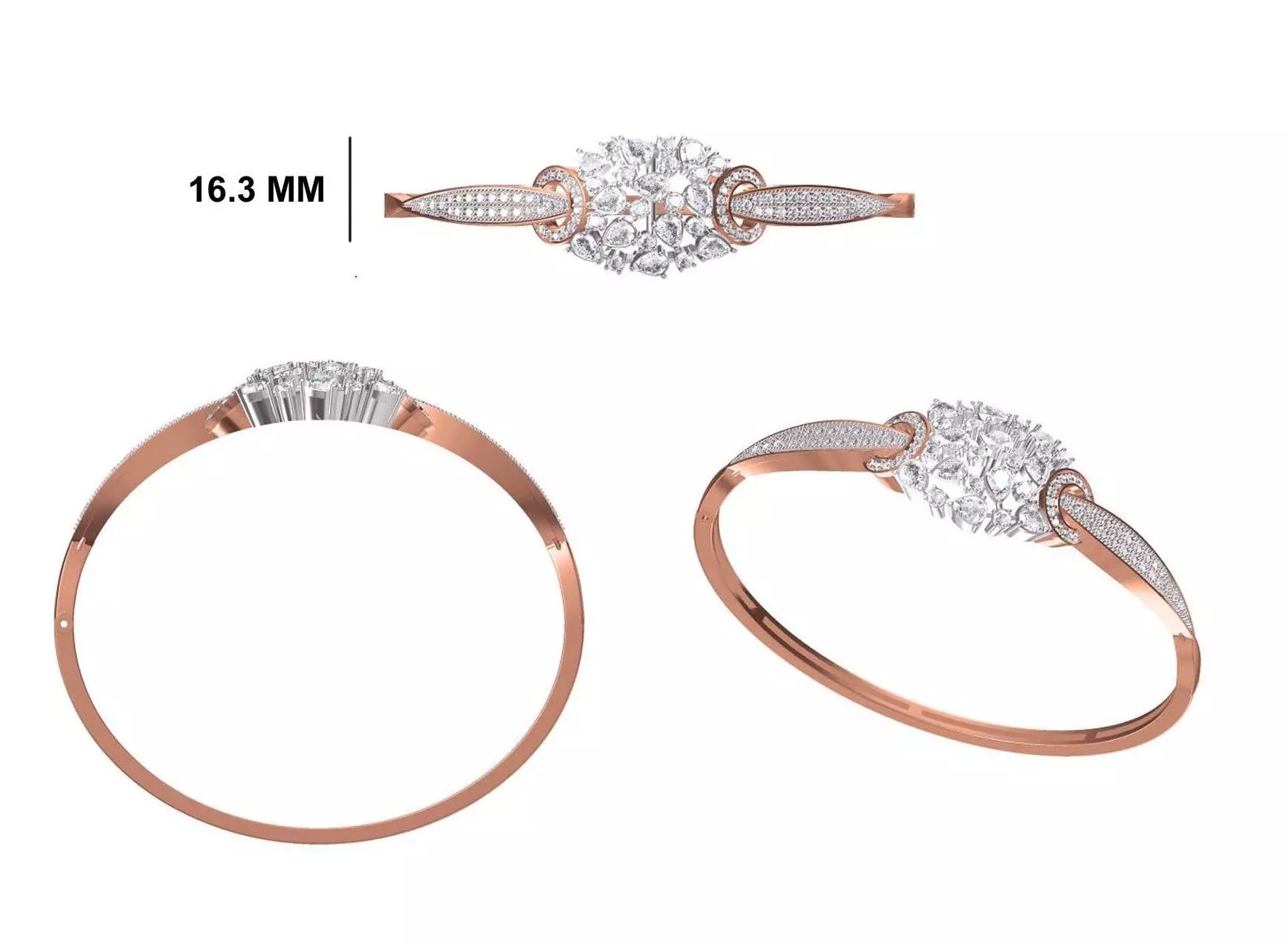 Women Bangle Bracelet STL JCD Details 3D print model_0