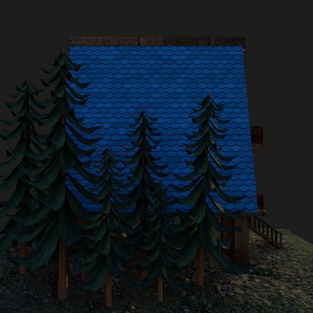 Stylish Medieval House Low-poly 3D model_9