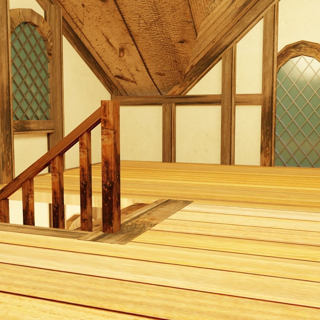 Stylish Medieval House Low-poly 3D model_16