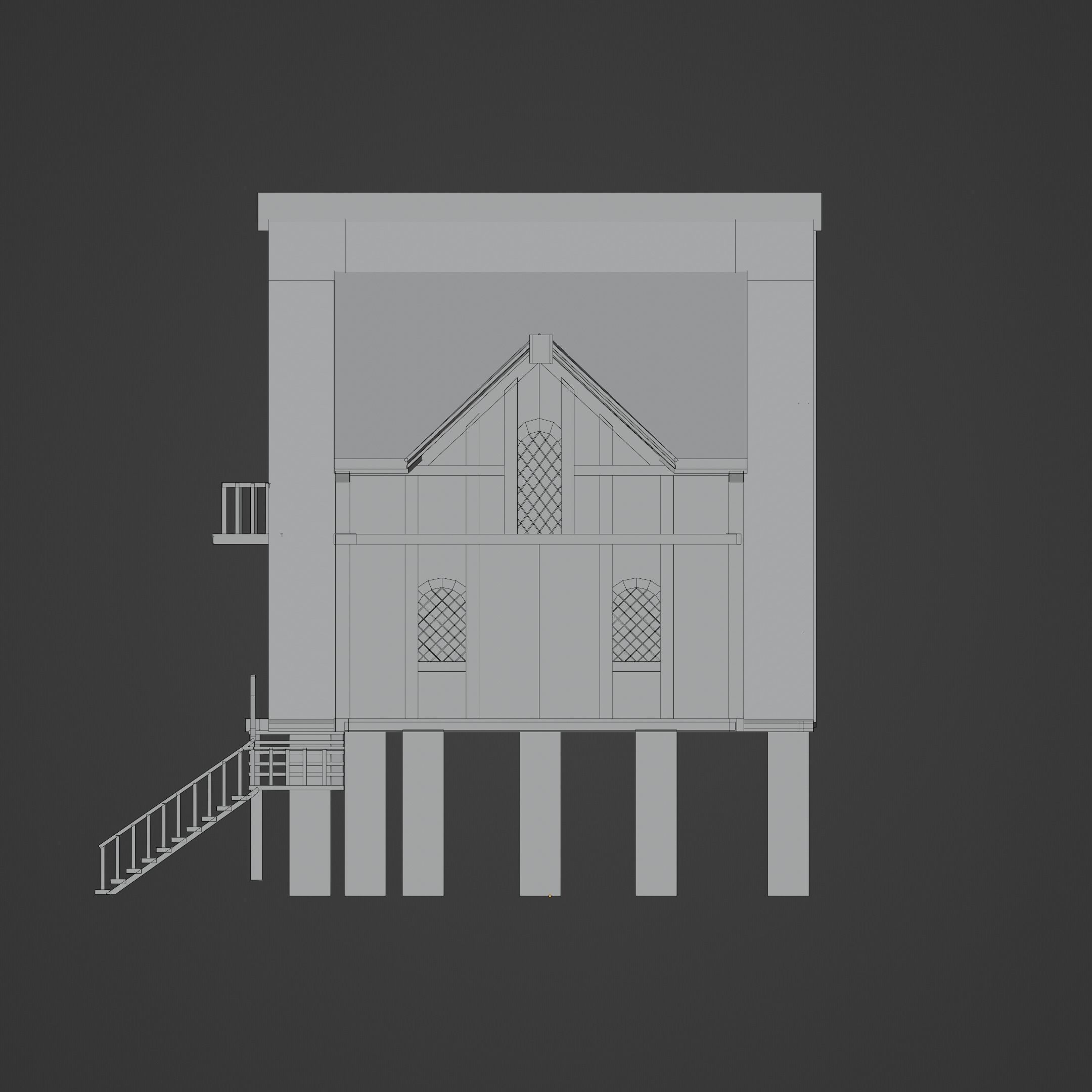 Stylish Medieval House Low-poly 3D model_18