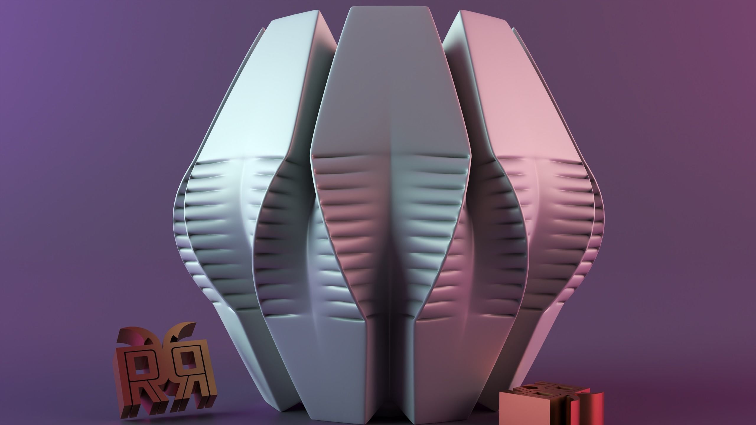 Ribbed Swirl Candle 3D print model_9