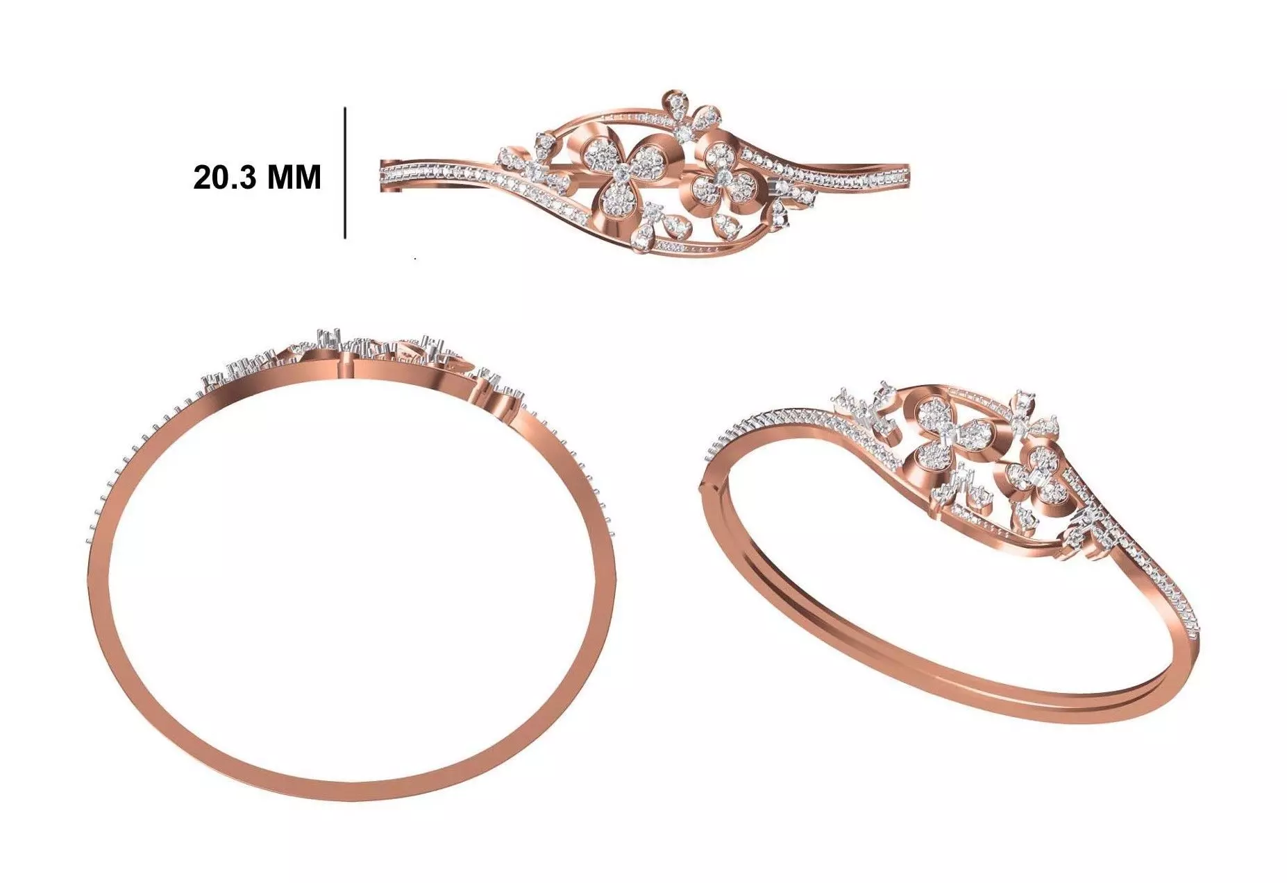 Women Bangle Bracelet STL JCD Details 3D print model_0