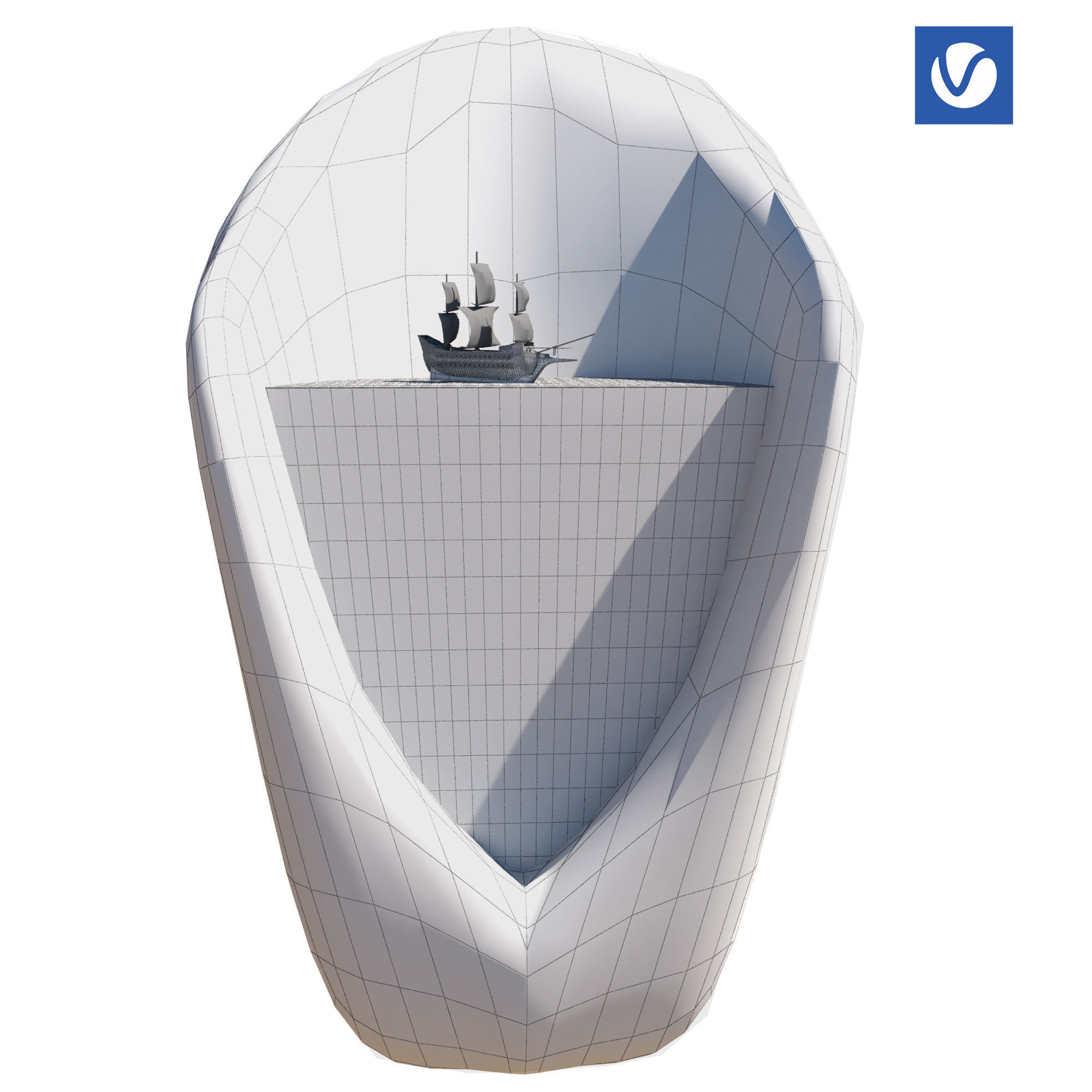 whale rock Low-poly 3D model_2