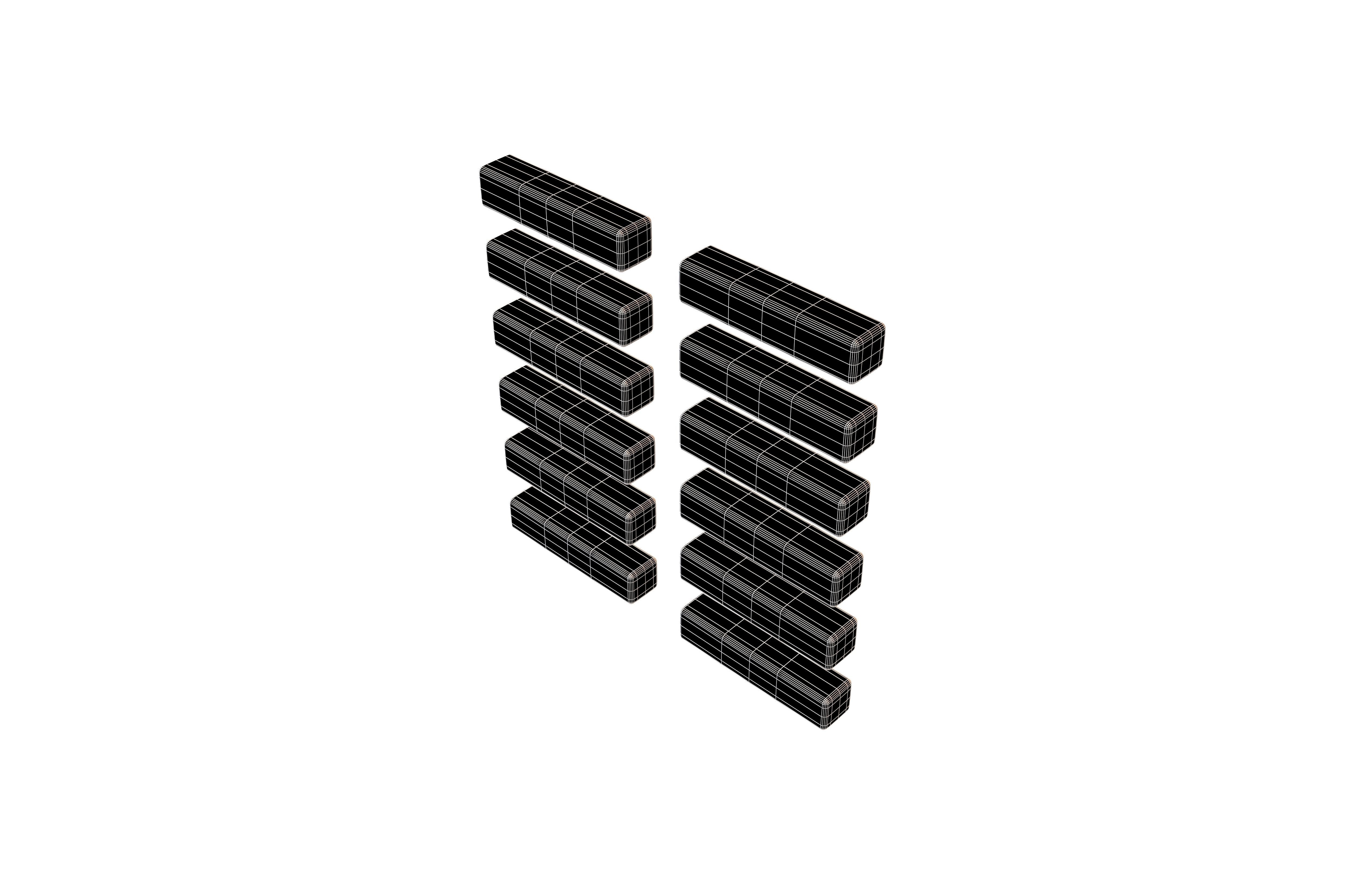 I Ching Hexagrams 2 kun v1 001 Low-poly 3D model_5