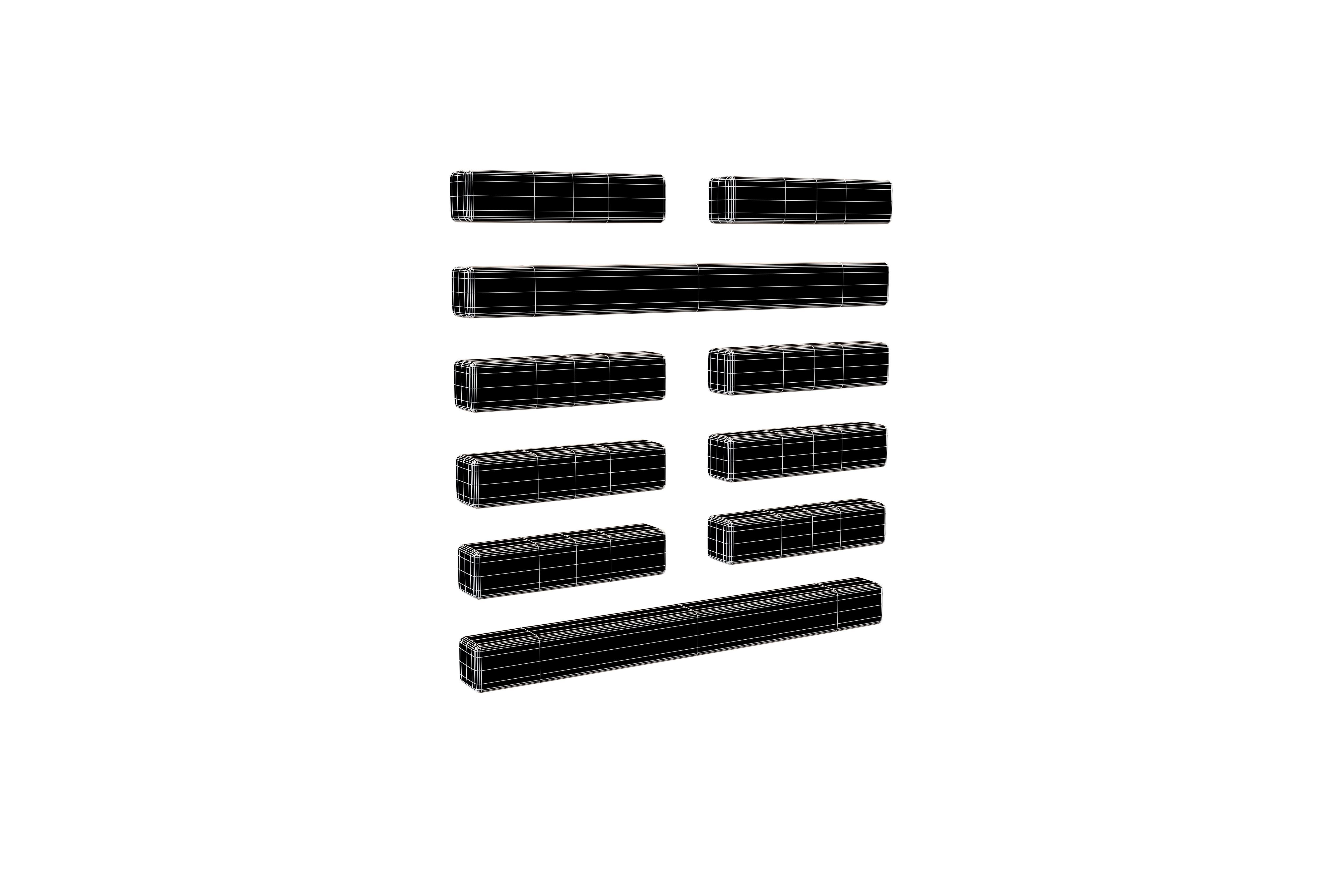 I Ching Hexagrams 3 zhun v1 001 Low-poly 3D model_5