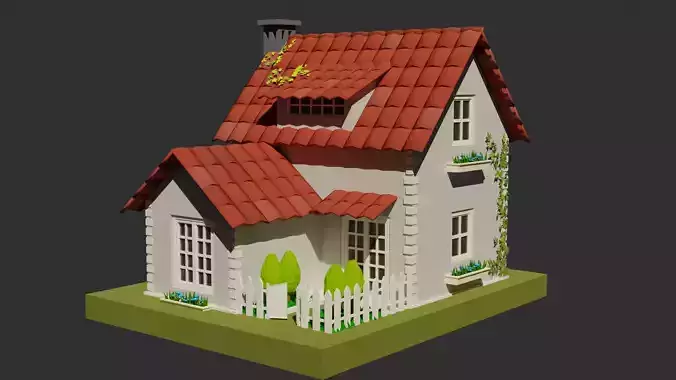 Cartoon House Low-poly 3D model