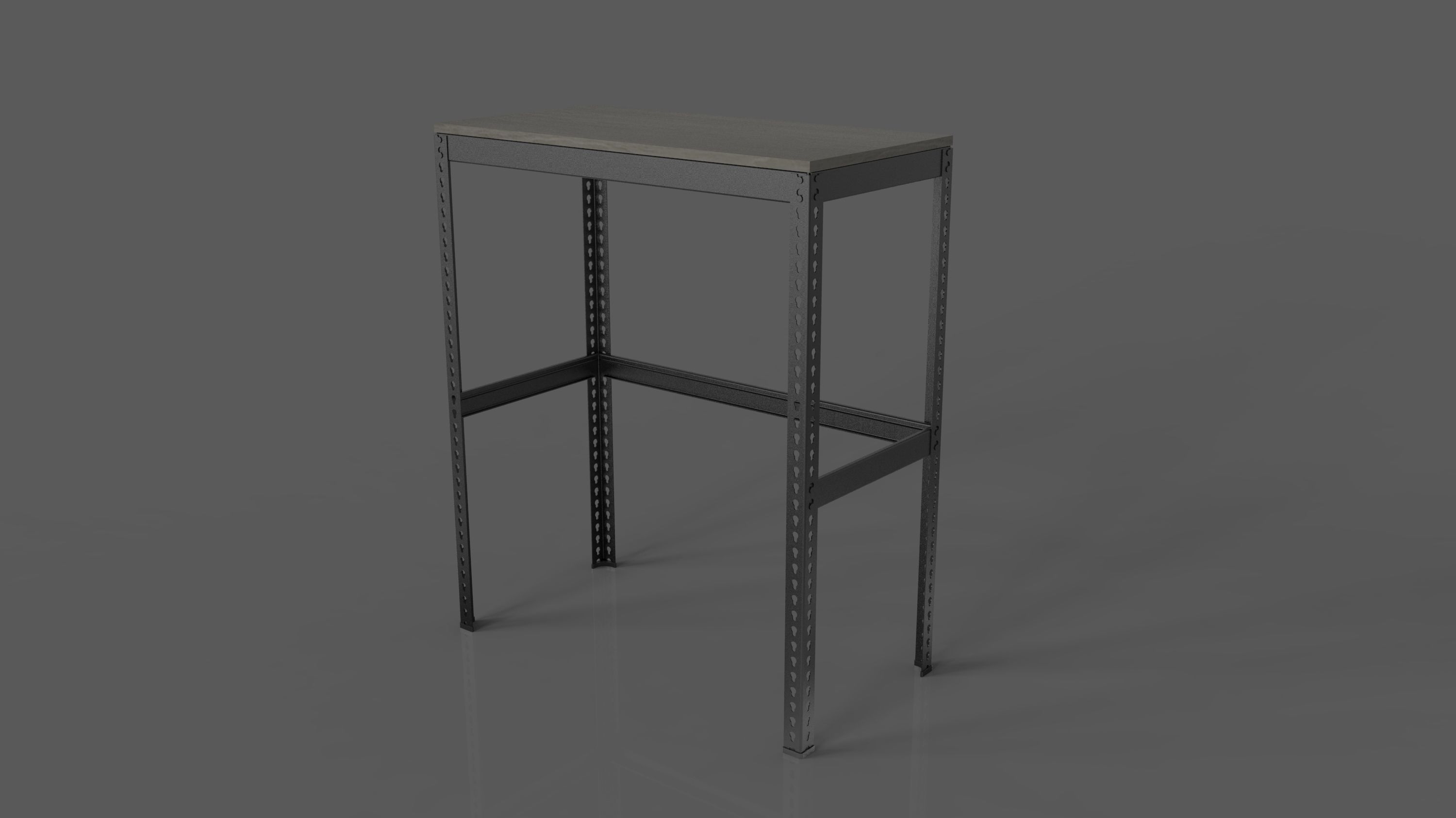 Household Item - High legged table steel frame Black 3D model_8