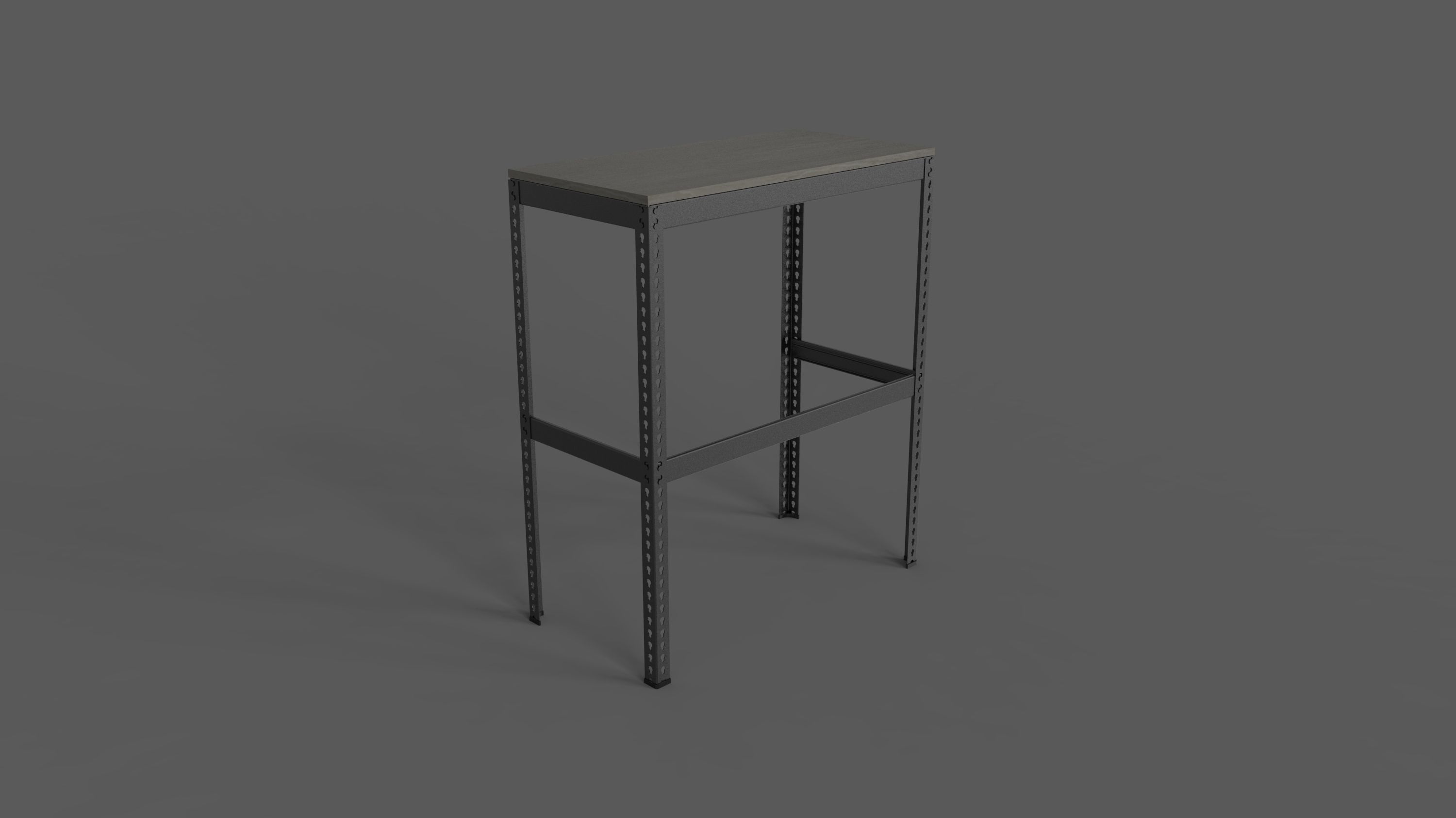 Household Item - High legged table steel frame Black 3D model_1