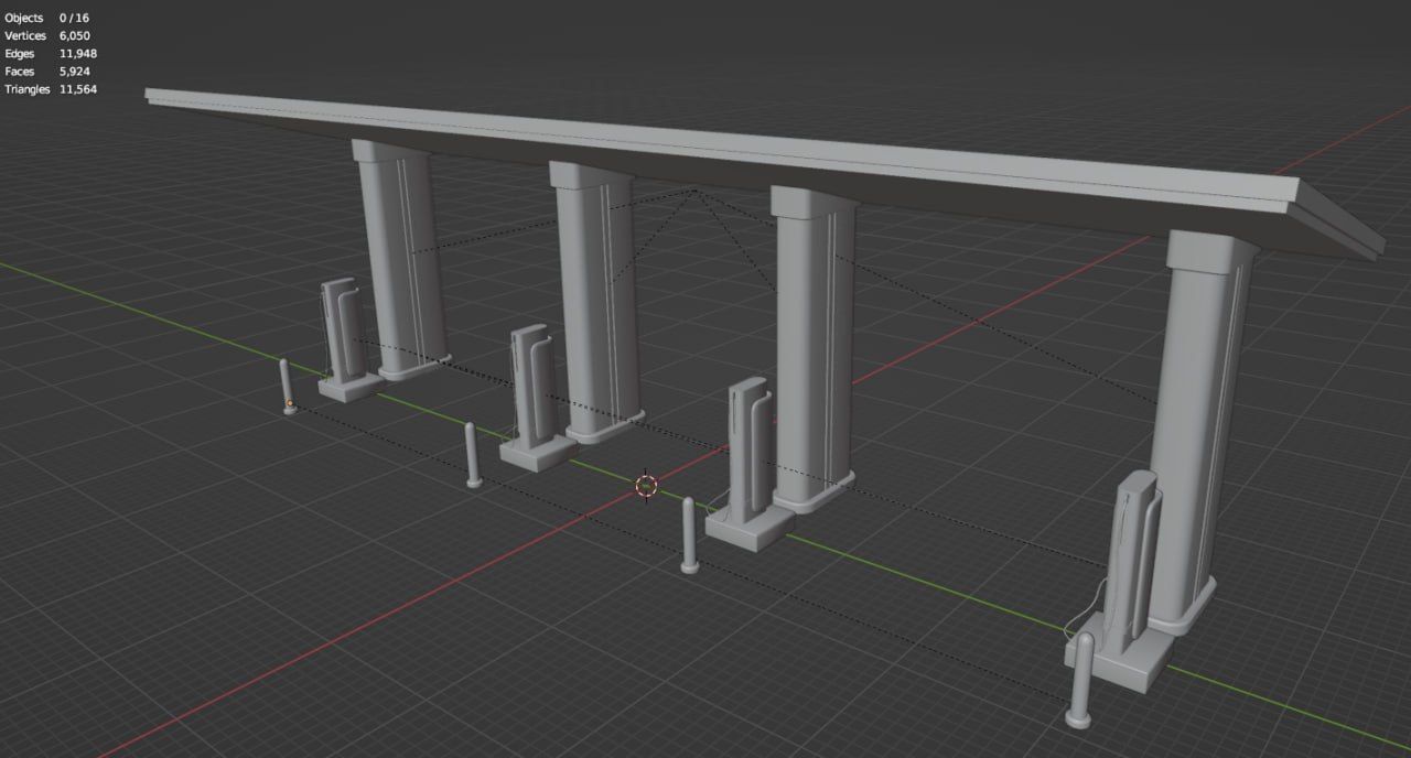 Electric Charging Station Car Low Poly  Low-poly 3D model_7