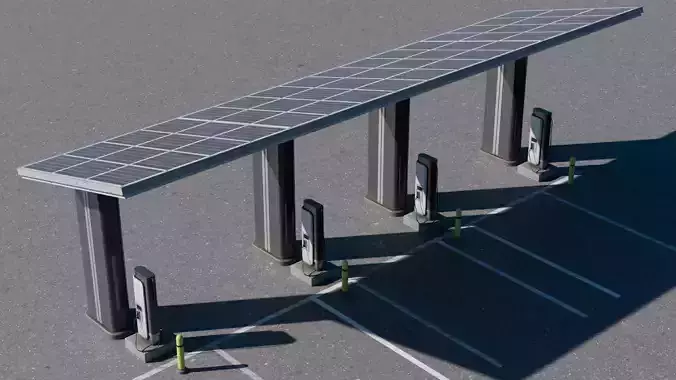 Electric Charging Station Car Low Poly  Low-poly 3D model