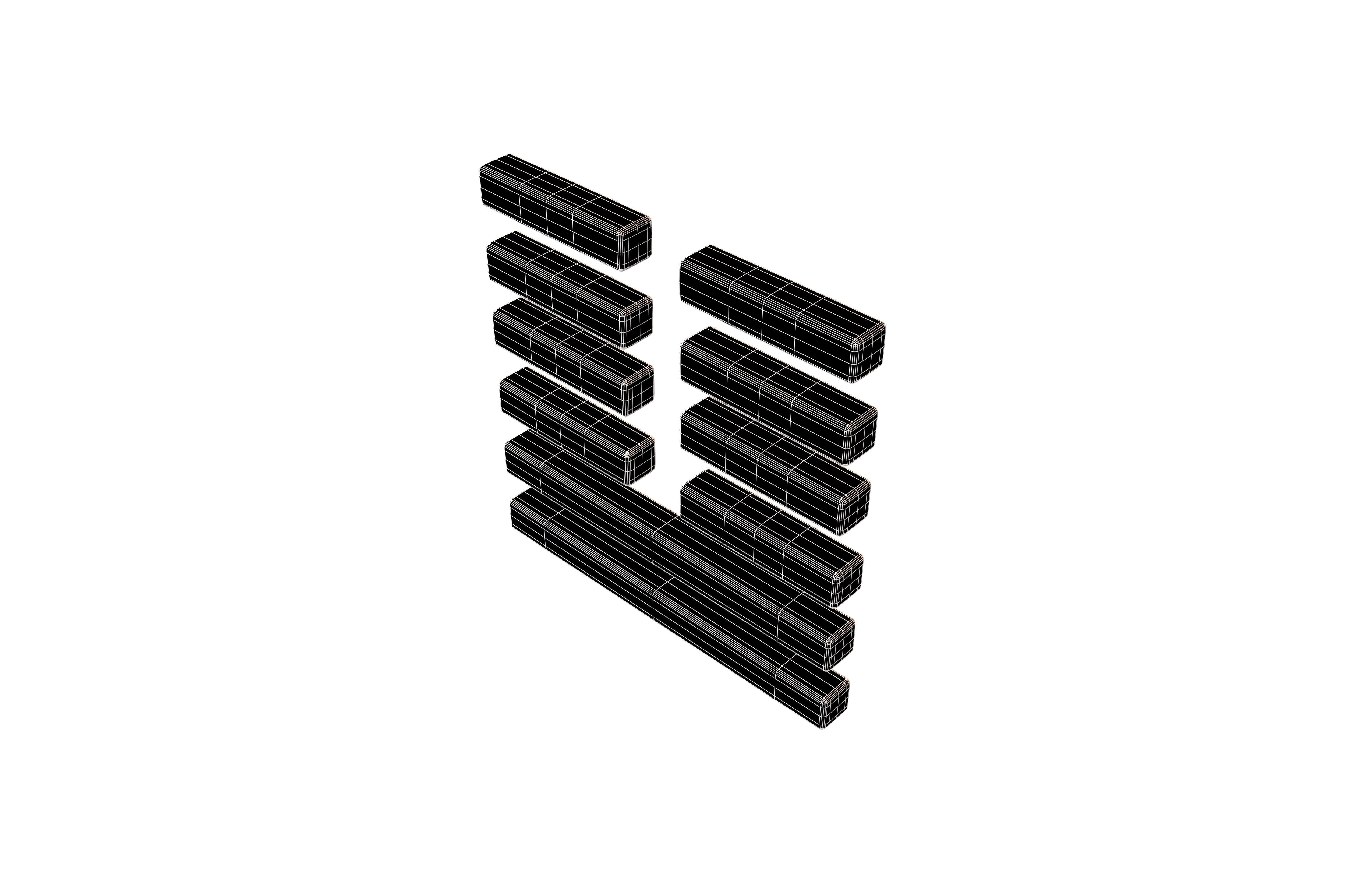 I Ching Hexagrams 19 lin v1 001 Low-poly 3D model_4