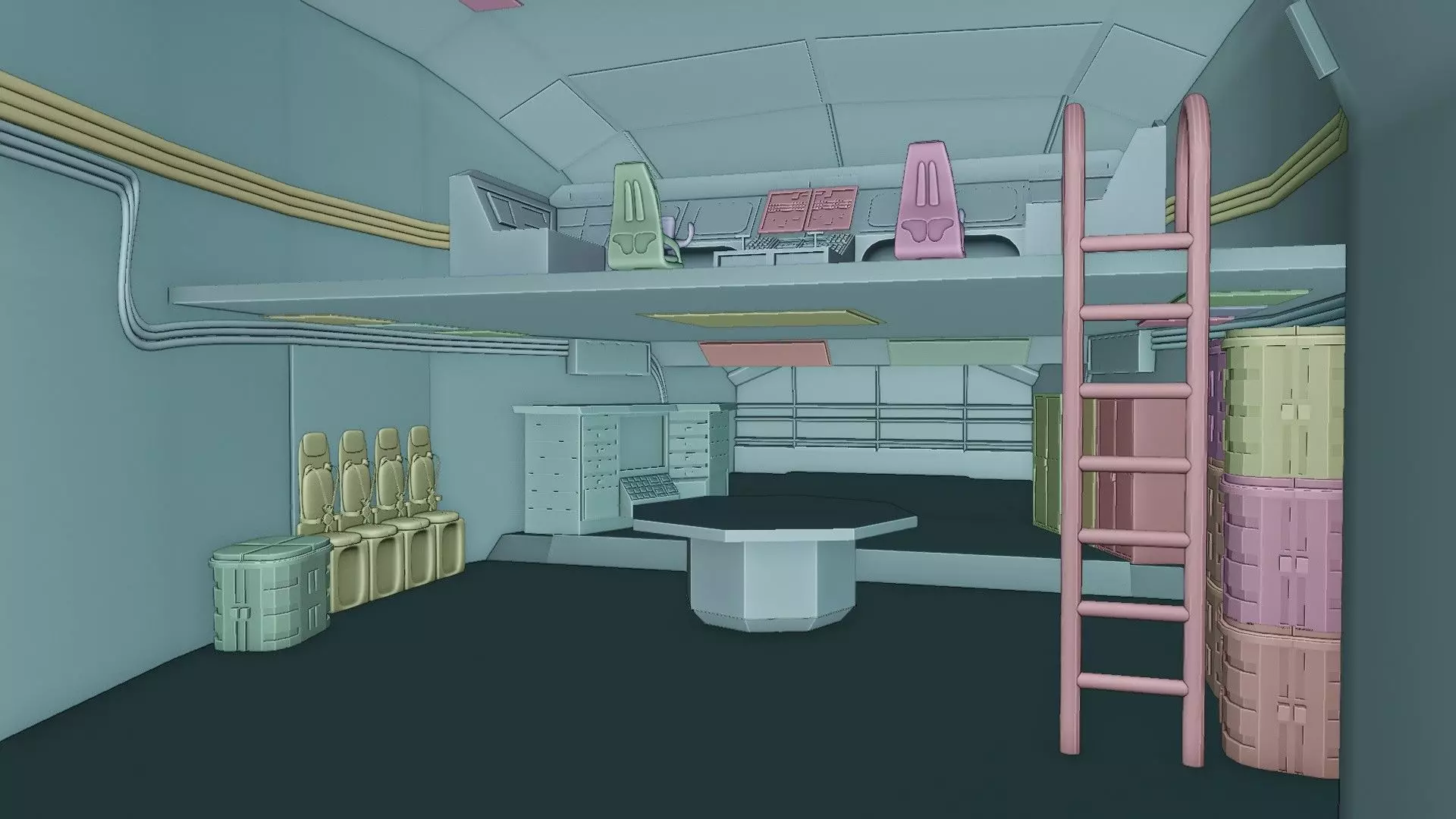 Rusty Space Ship Low-poly 3D model_0