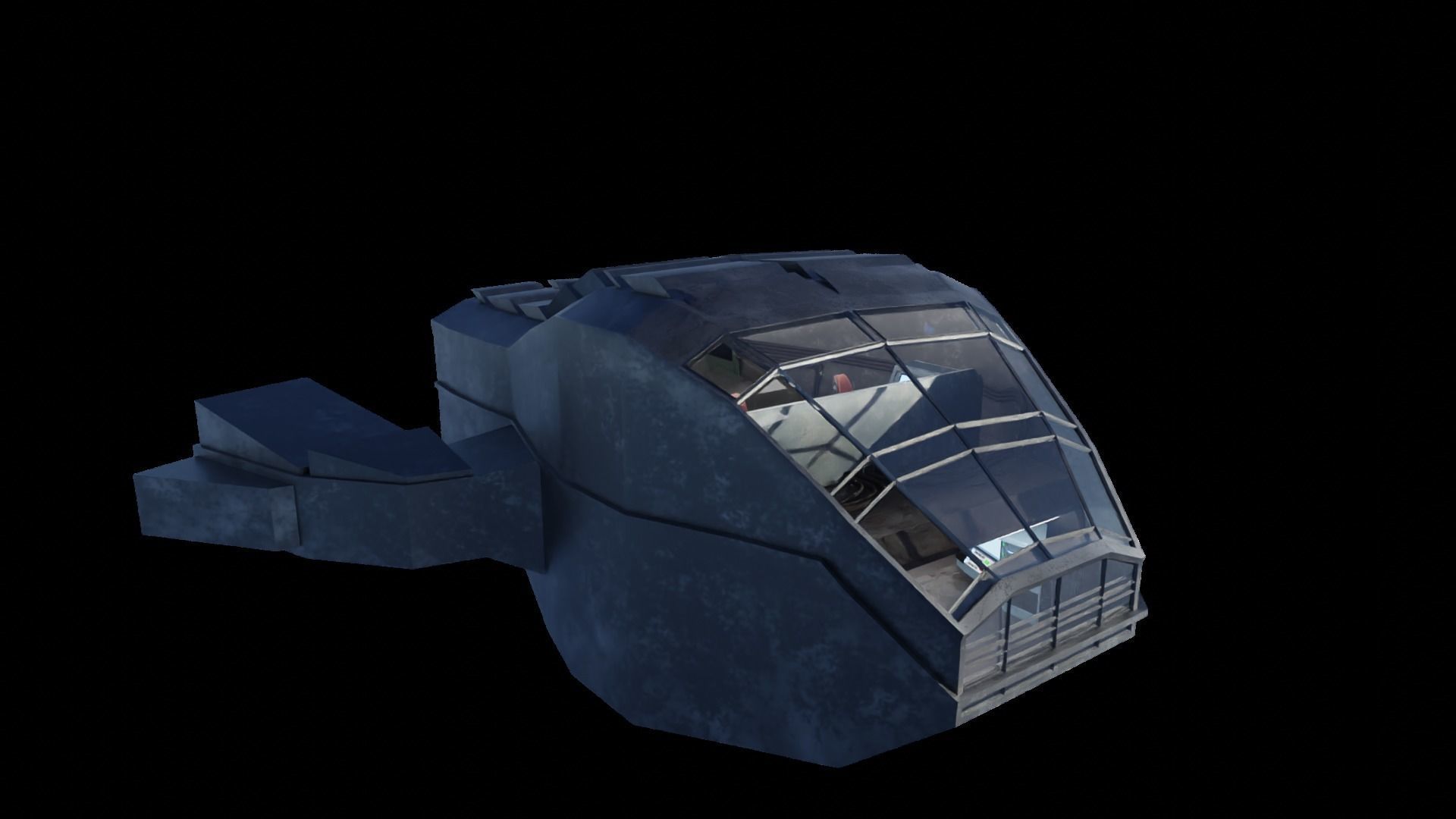 Rusty Space Ship Low-poly 3D model_2