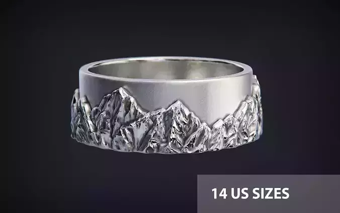 Mountains Wedding Ring 3D print model
