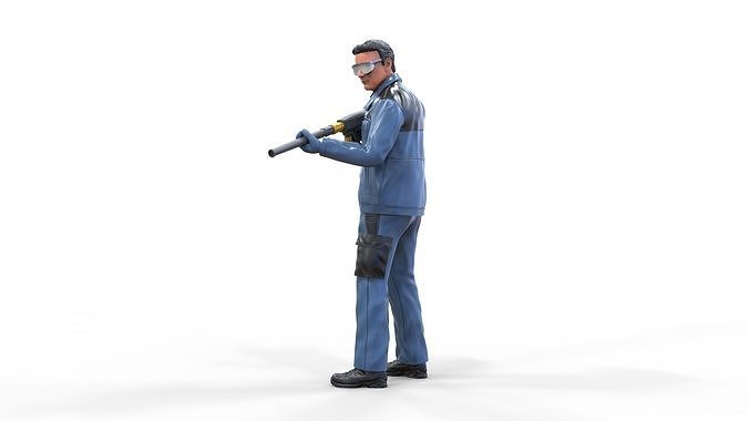 N5 Carwash worker with High-Pressure or Foam Gun Machine 3D print model 7