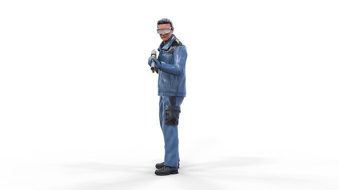 N5 Carwash worker with High-Pressure or Foam Gun Machine 3D print model 3