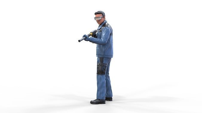 N5 Carwash worker with High-Pressure or Foam Gun Machine 3D print model 6