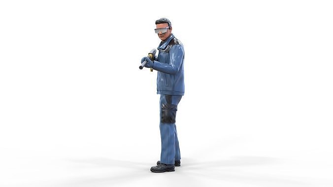 N5 Carwash worker with High-Pressure or Foam Gun Machine 3D print model 4