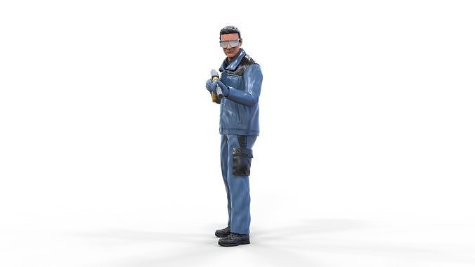 N5 Carwash worker with High-Pressure or Foam Gun Machine 3D print model 2