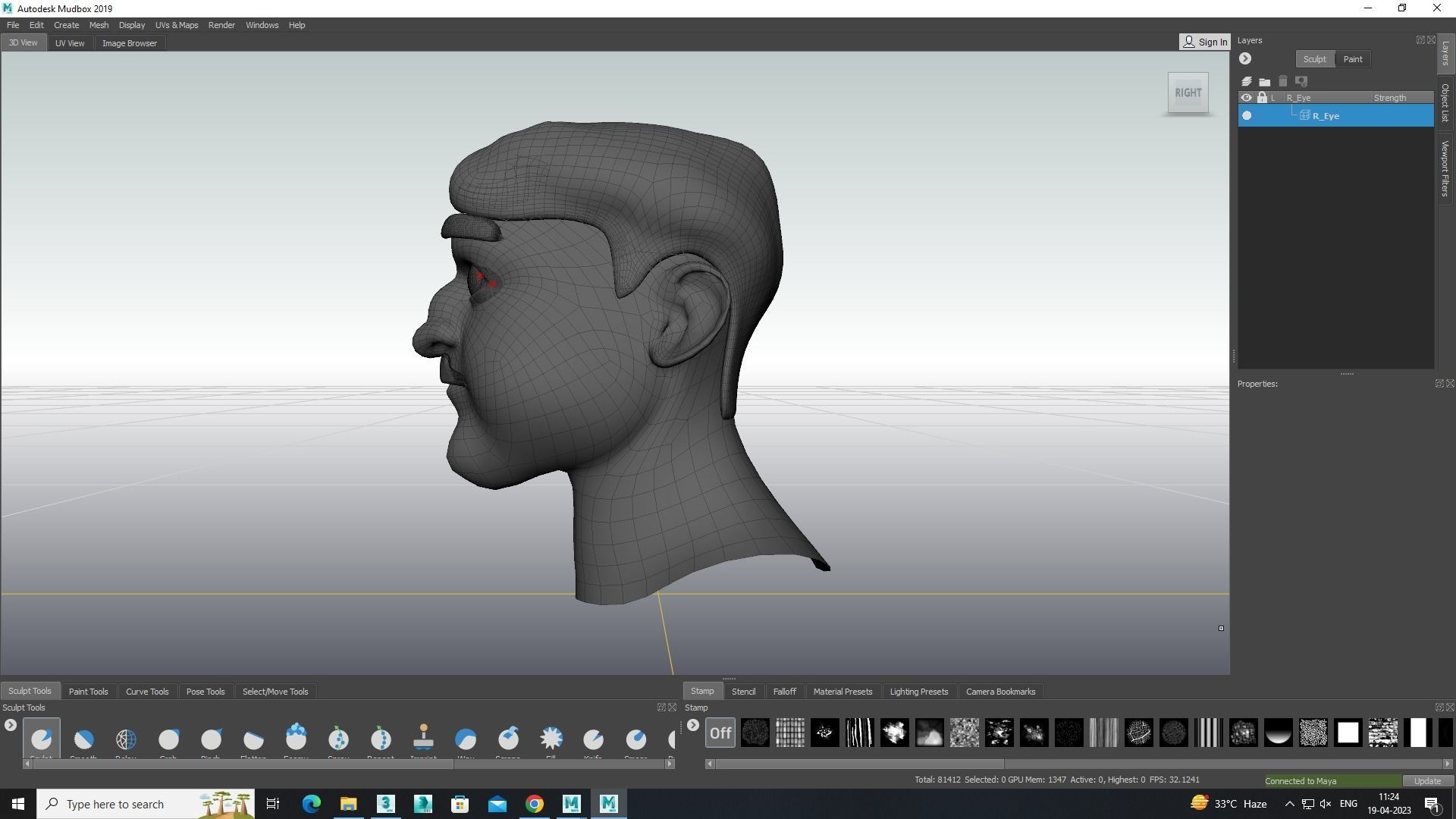 Male Face Model Free low-poly 3D model_2