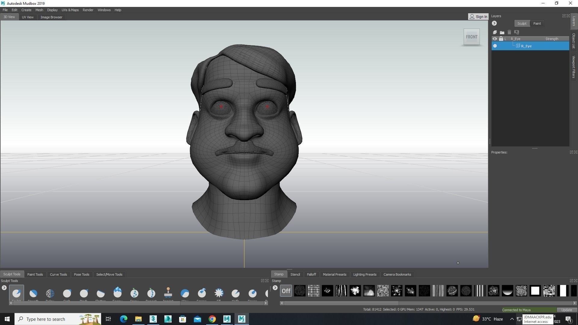 Male Face Model Free low-poly 3D model_1