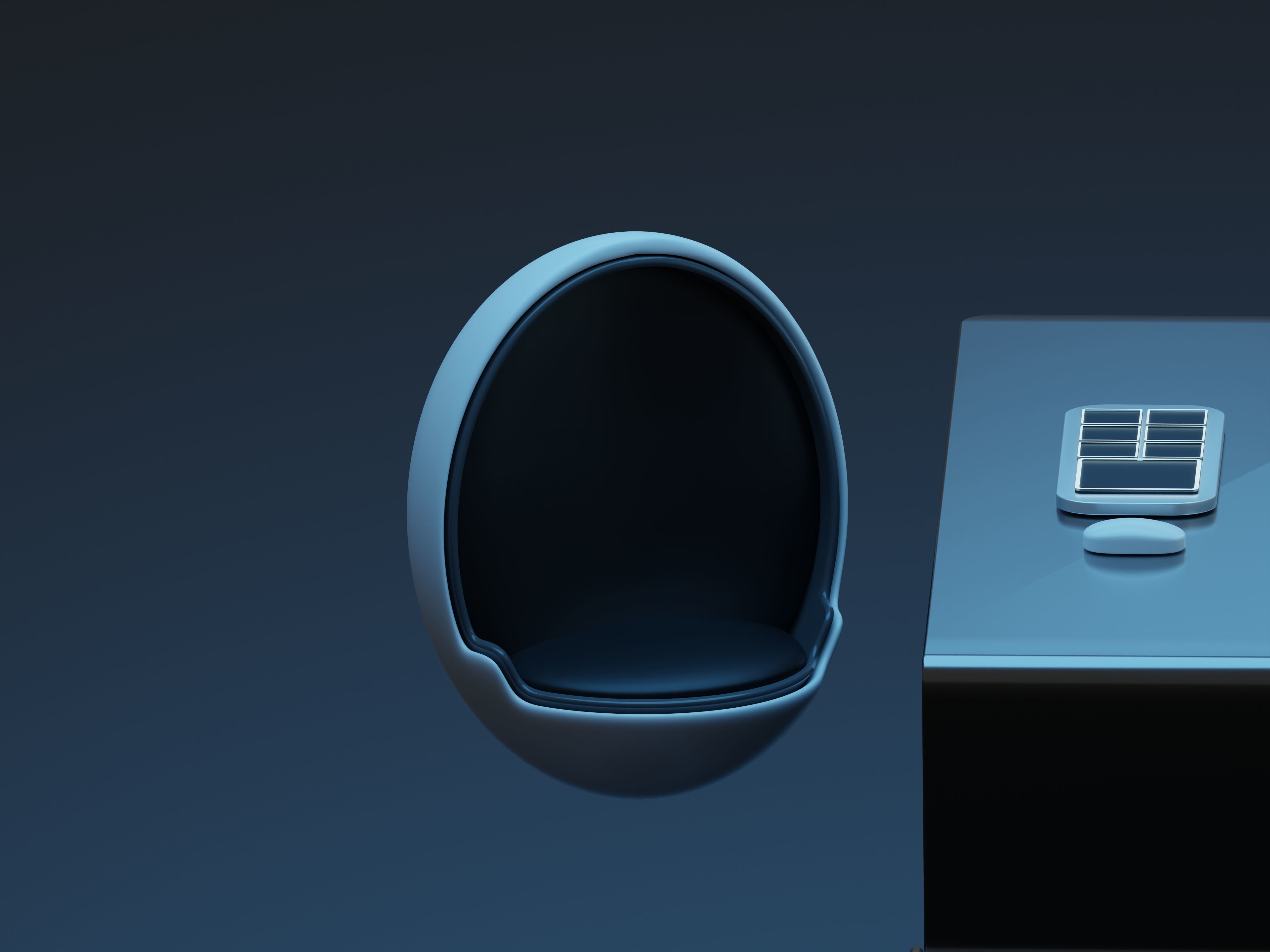 Sci-fi workspace 3D model_2