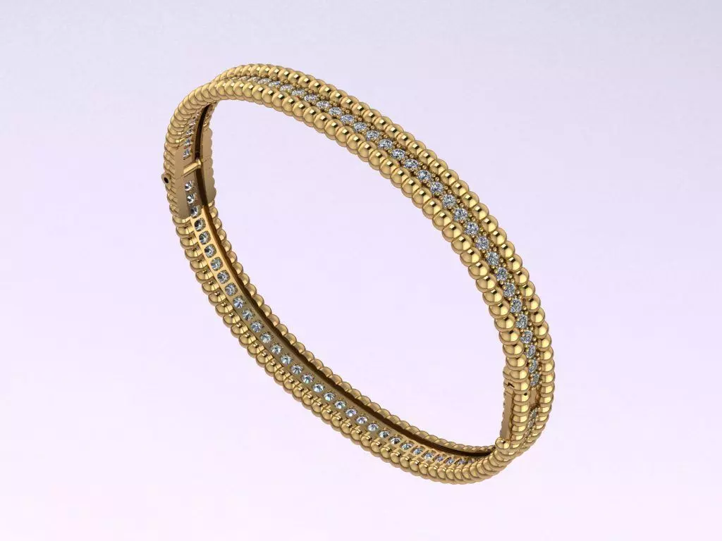 Perlee diamonds bracelet 1 row 3D print model_0