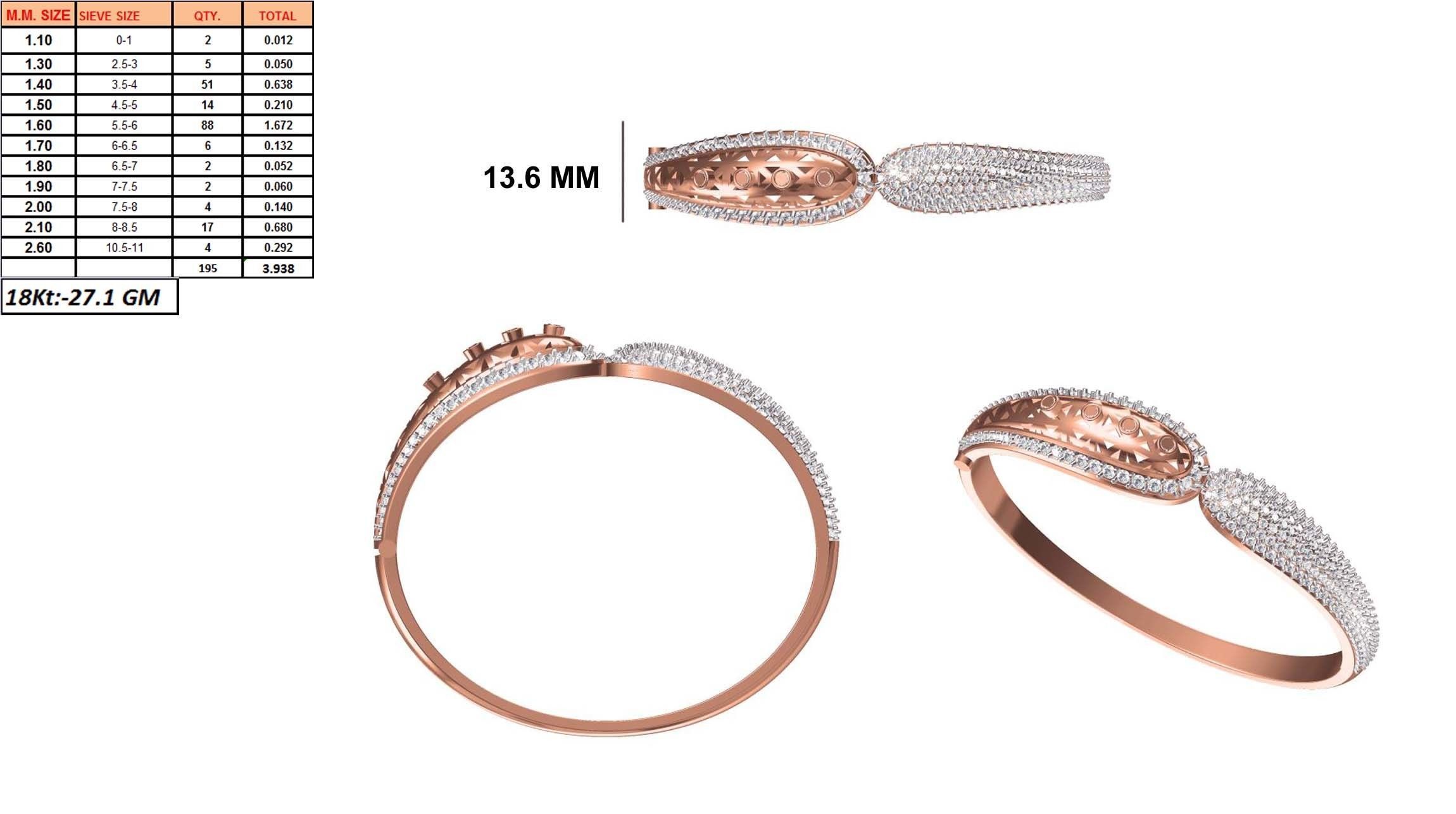 Women Bangle Bracelet STL JCD Details 3D print model_1