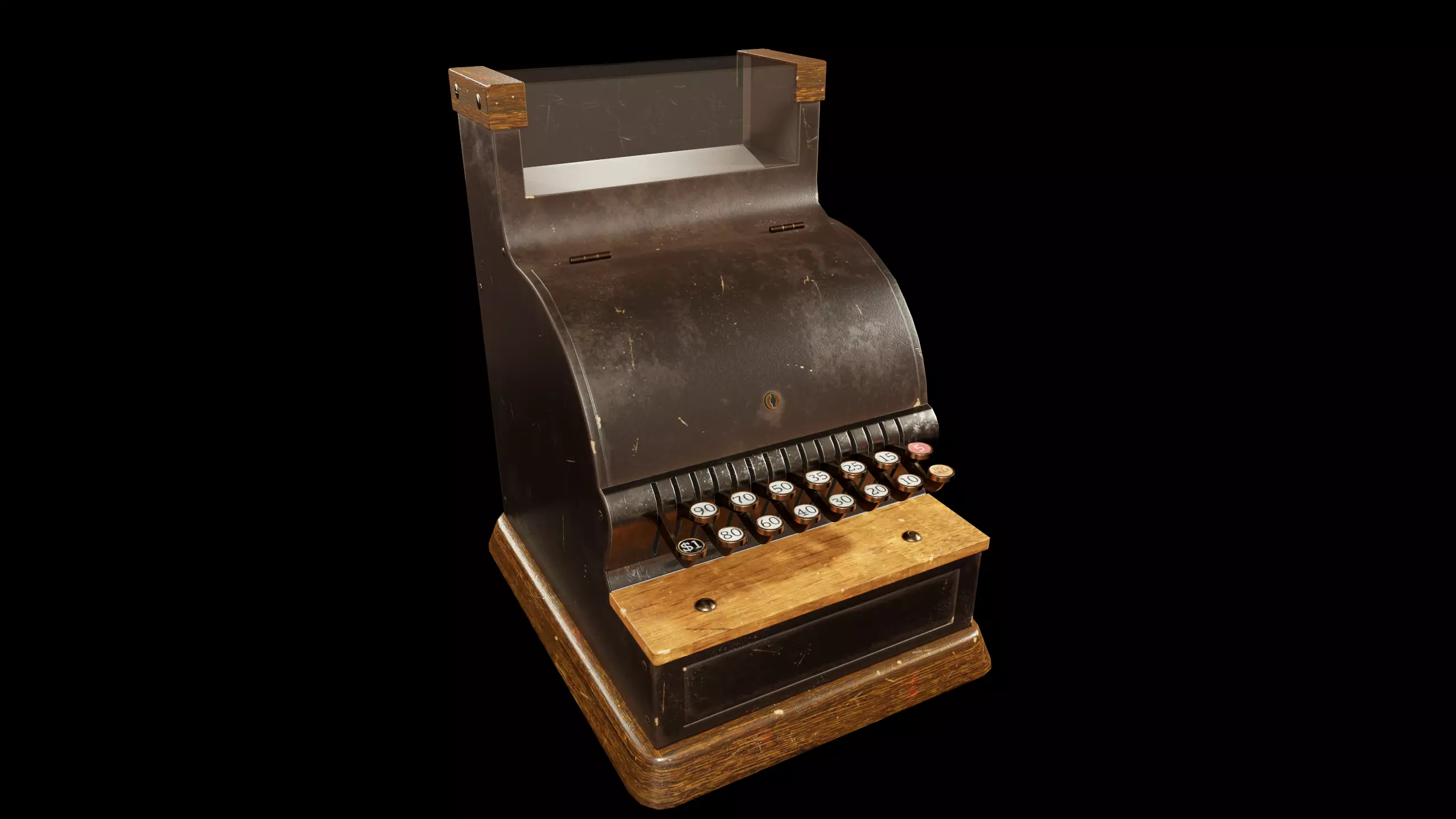 Vintage cash register Low-poly 3D model_0