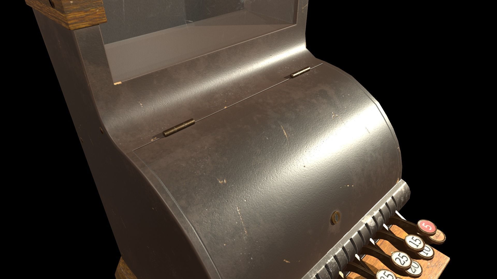 Vintage cash register Low-poly 3D model_2