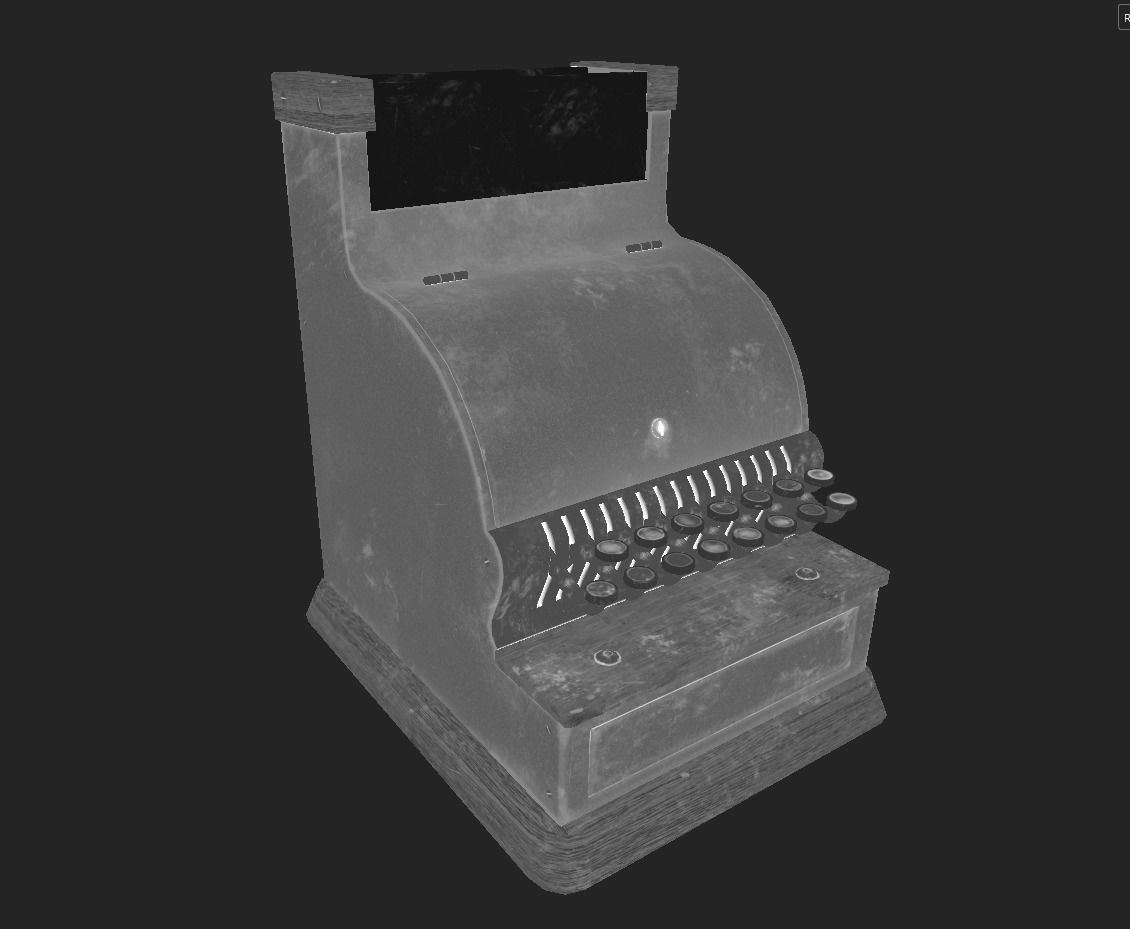 Vintage cash register Low-poly 3D model_5