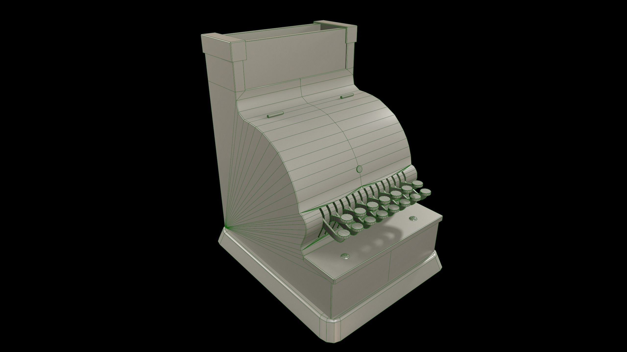 Vintage cash register Low-poly 3D model_3
