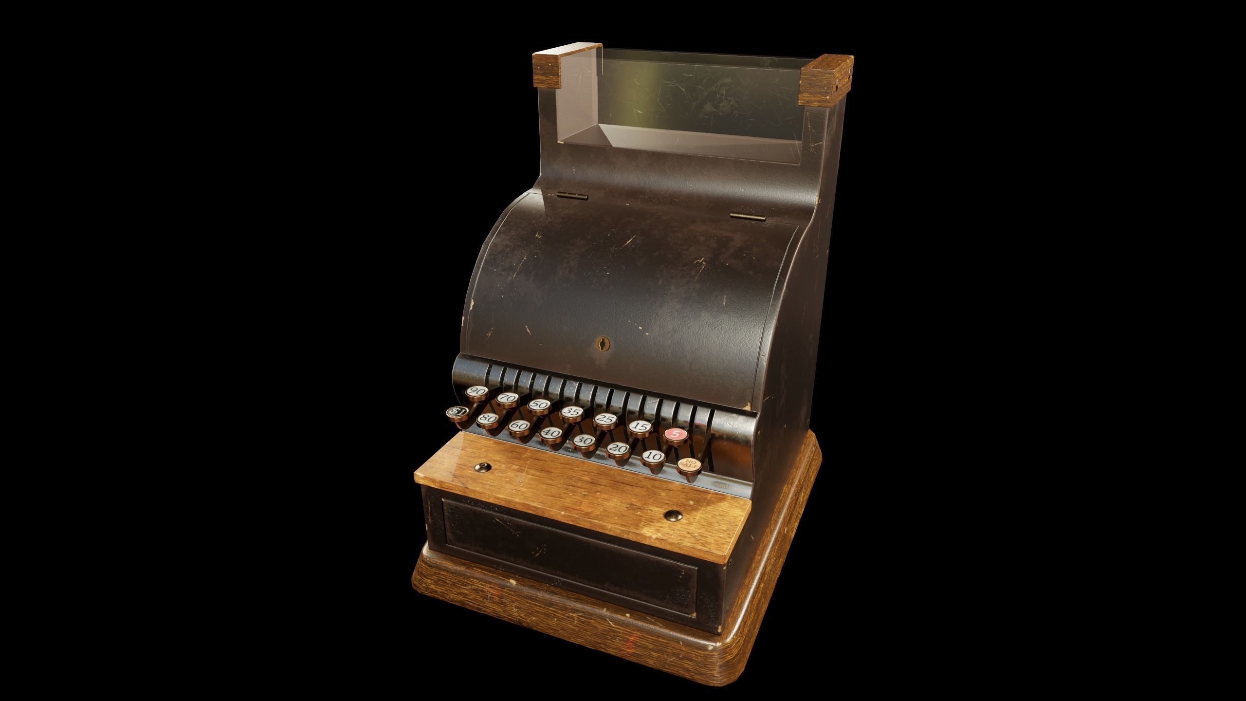 Vintage cash register Low-poly 3D model_1