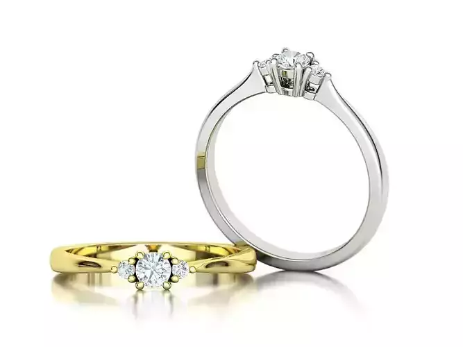 3 Stone Promise Ring with 15 pointer Diamond Promise Ring 3D print model