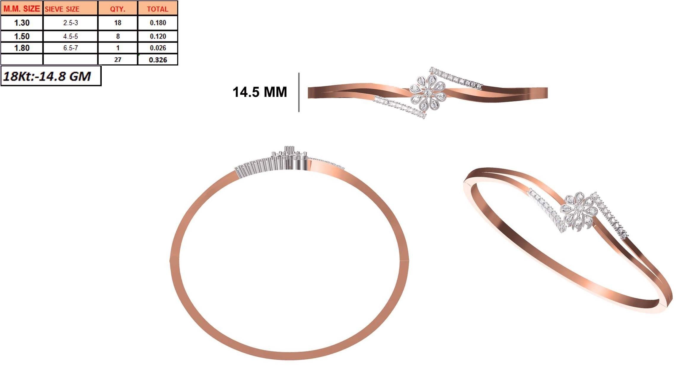 Women Bangle Bracelet STL JCD Details 3D print model_1