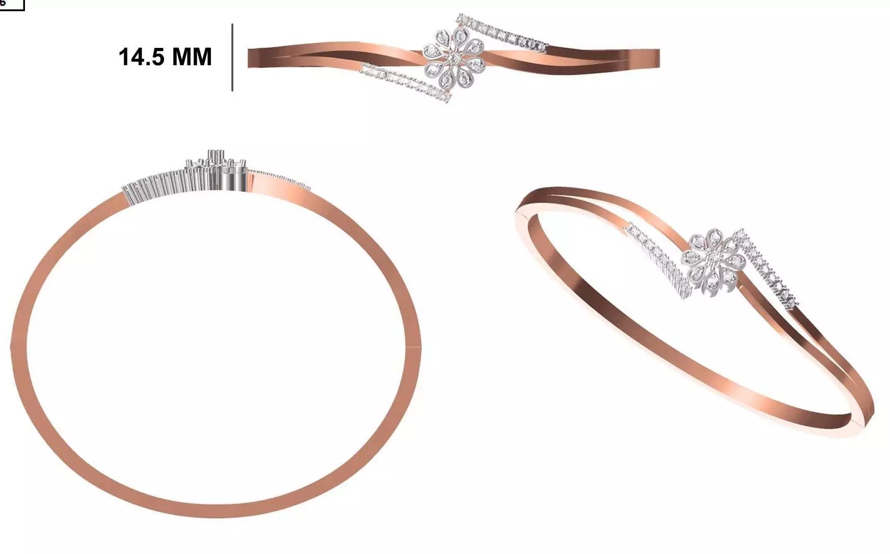 Women Bangle Bracelet STL JCD Details 3D print model_0