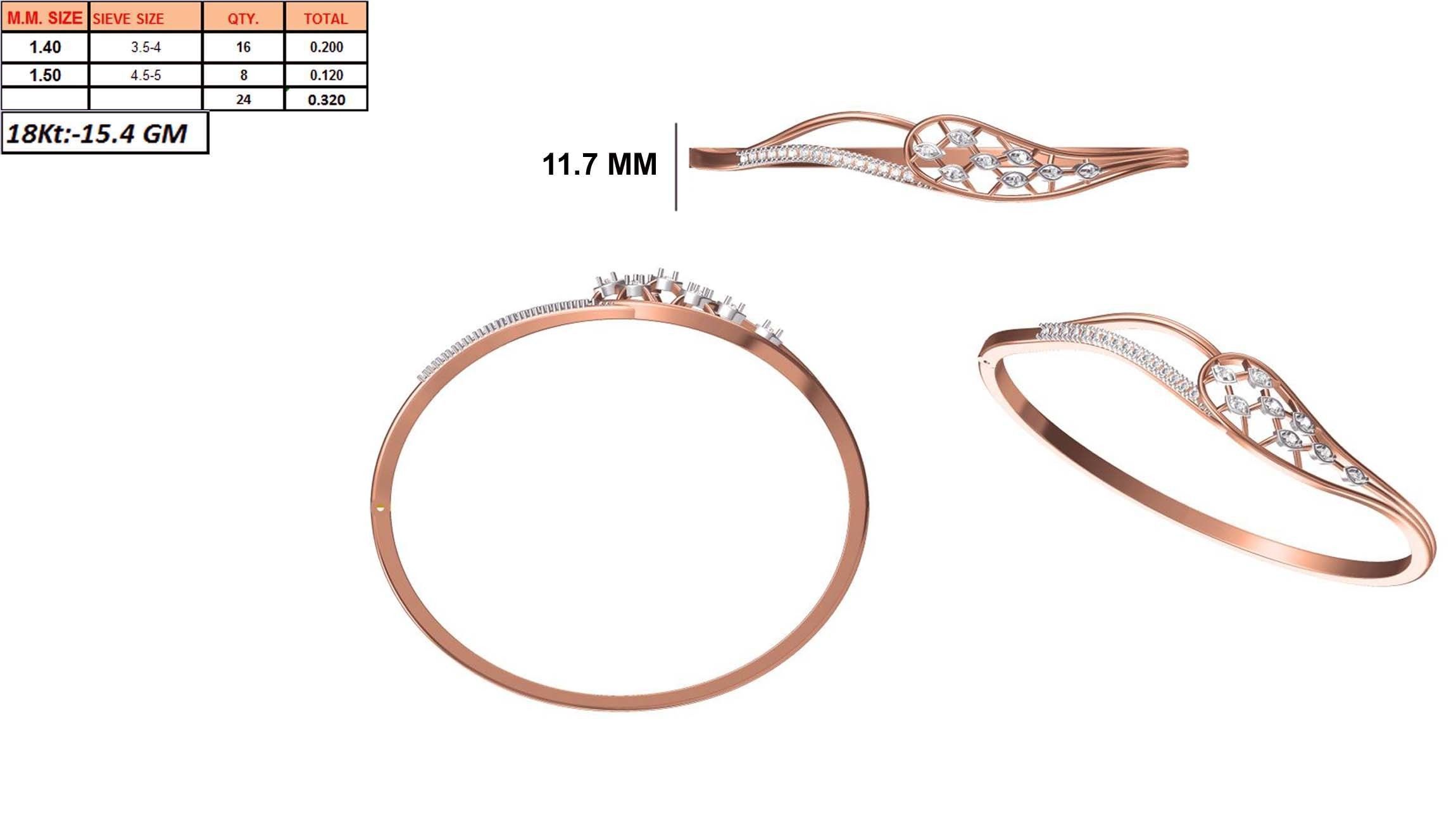 Women Bangle Bracelet STL JCD Details 3D print model_1